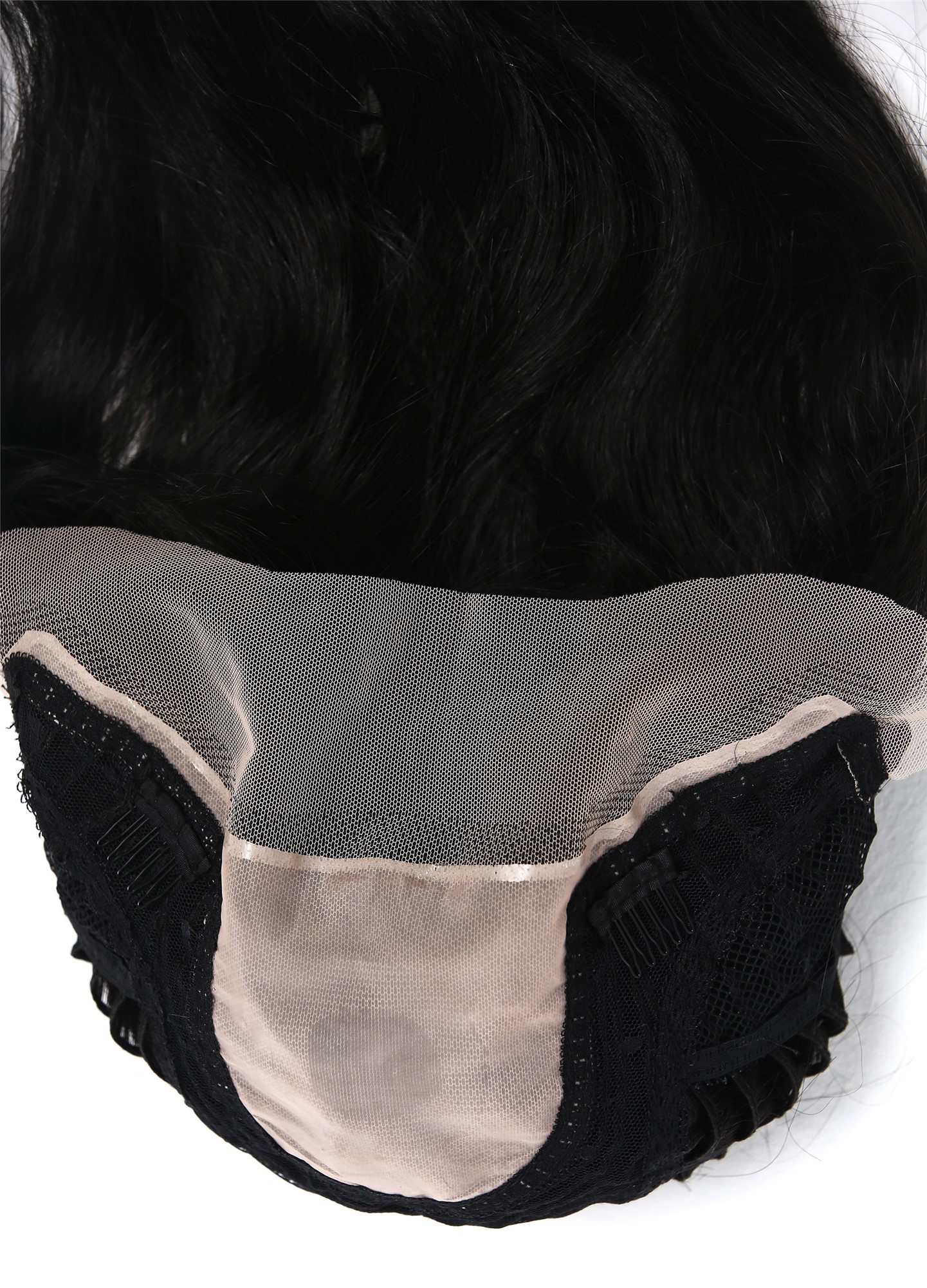 Lady wig real human hair black lace front monofilament long sleek DW-2198-HH-MF, view 7, WIG ME UP: Your Perücken Online Shop Quality Wigs, Ladies, velvet black, straight, shoulder-length, Real Human Hair
