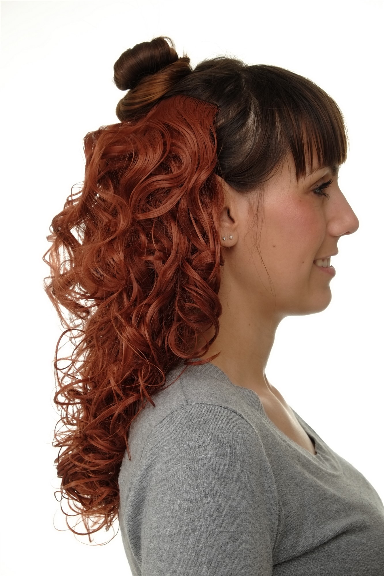 Haarteil 7 Clips Haarverlängerung Halbperücke Locken Kupferrot H9312-350, Ansicht 5, WIG ME UP: Ihr Perücken Online Shop lockige Halbperücke Kupferrot 40 cm lang