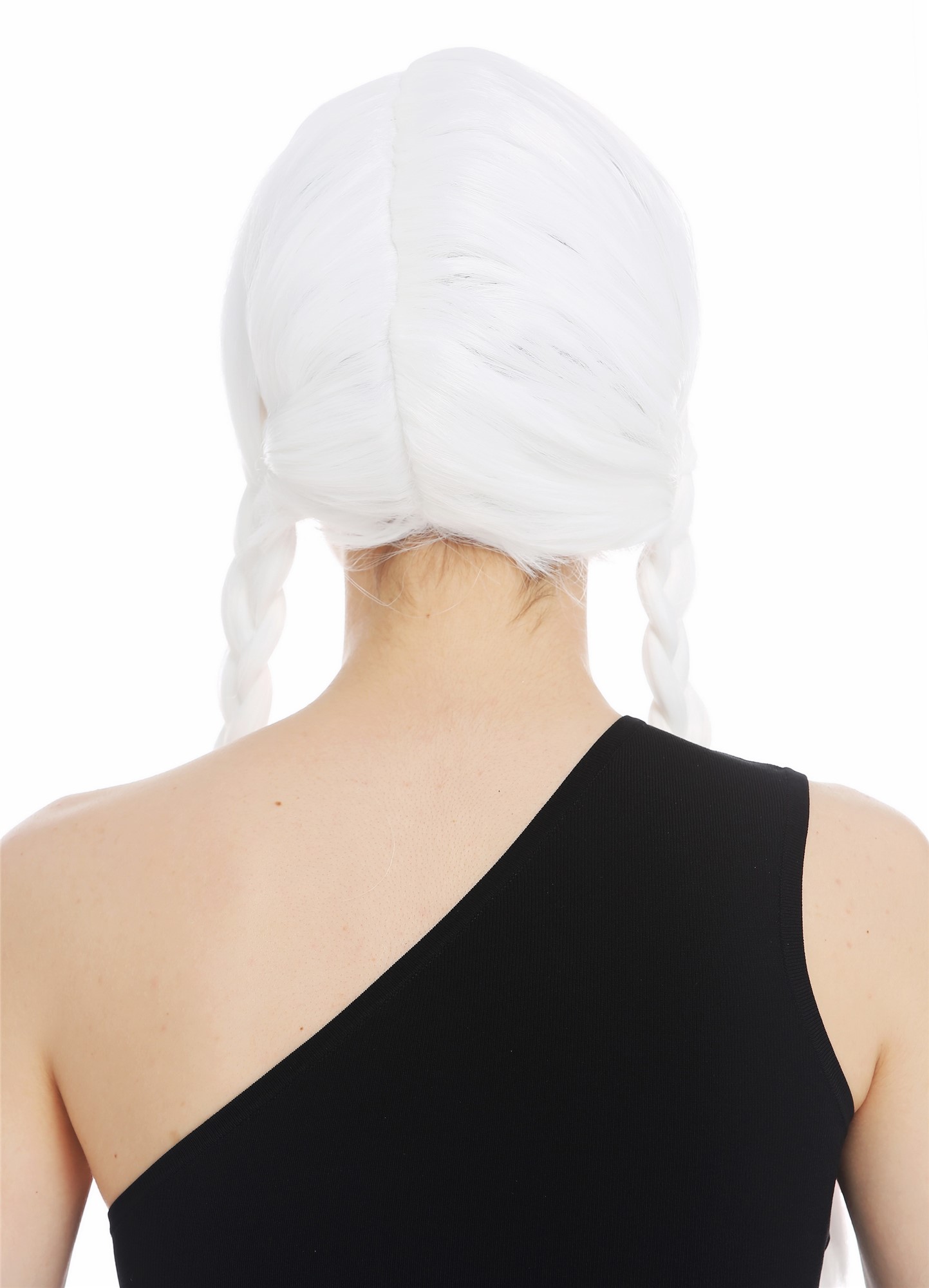 Lady women's wig Halloween carnival long plaited braids fringe white XR-008, view 6, WIG ME UP: Your Perücken Online Shop Party Wig, Ladies, White, Braided, long