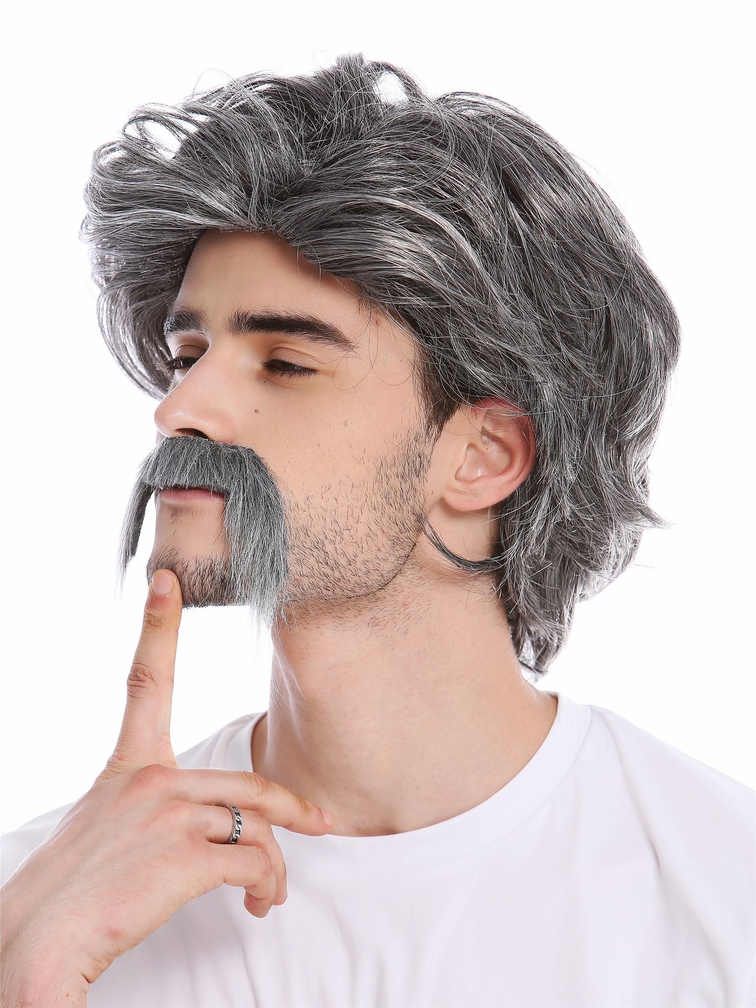 Party Wig, Men, Grey, wavy, short