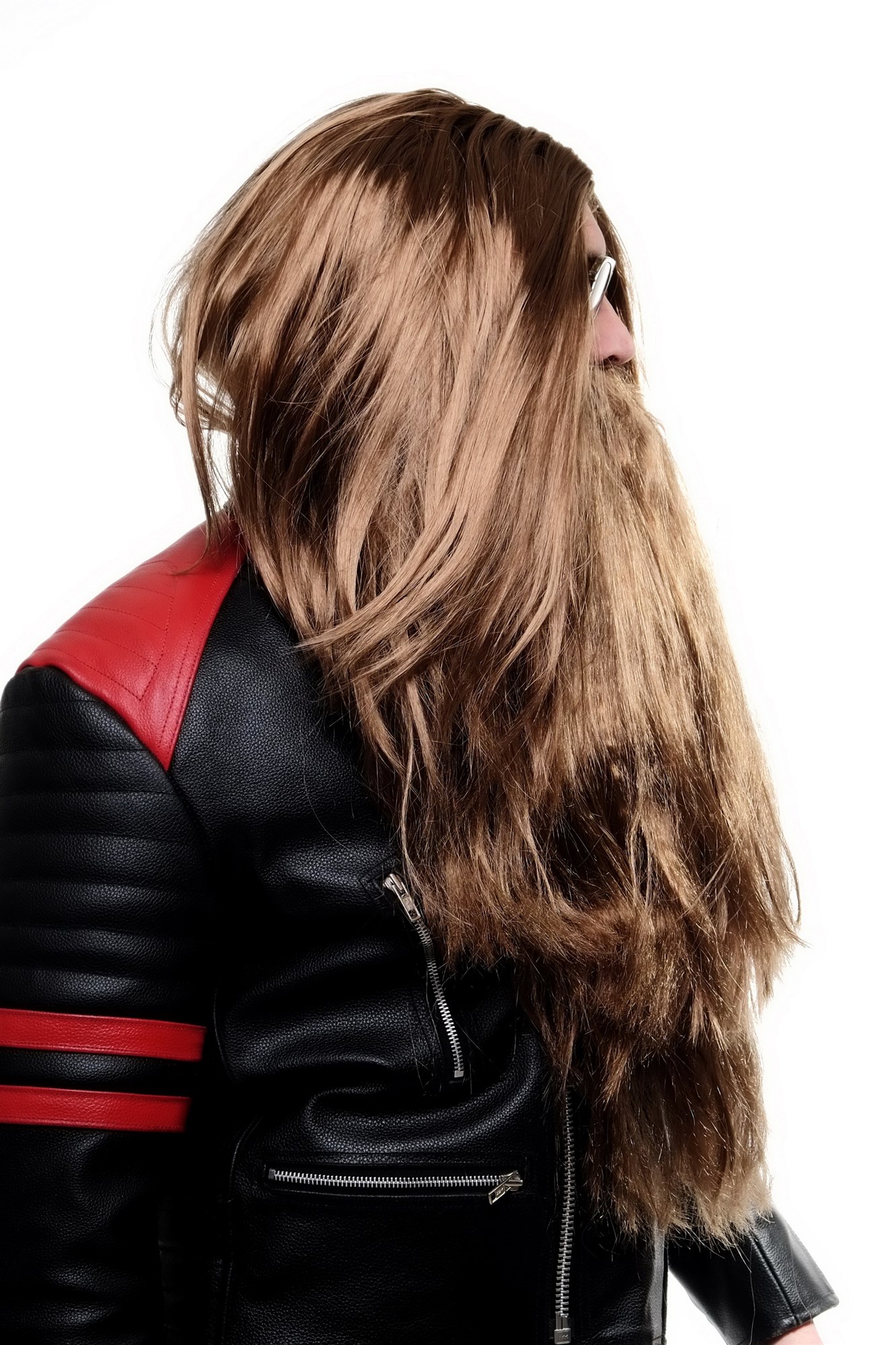 Party/Fancy Dress/Halloween LONG Beard & WIG set Brown Wizard Biker, view 4, WIG ME UP: Your Perücken Online Shop Party Wig, Men, Brown, straight, long