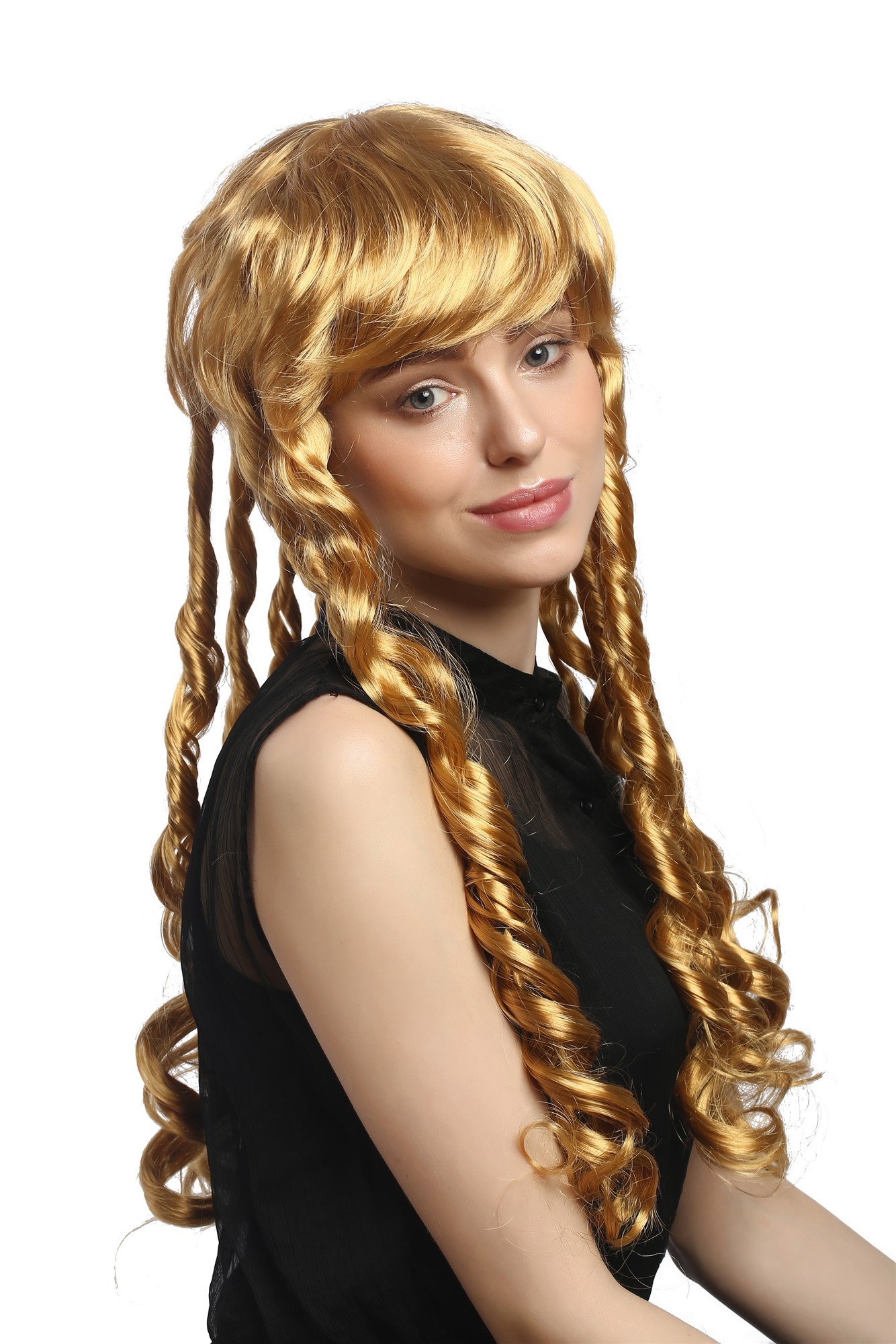 günstige Party Perücke, Perücke Spirallocken Rastazöpfe Blond 3063-P70, Ansicht 2, WIG ME UP: Ihr Perücken Online Shop lockige Party Perücke Blond lange Haare für Damen