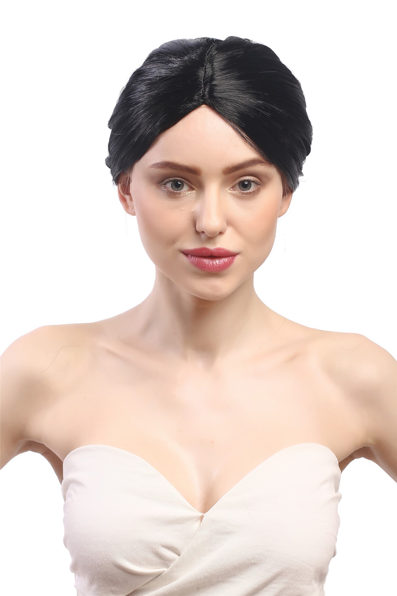 Lady Party Wig Fancy Dress black hairbun Governess Prima Ballerina ballet dancer Piano Teacher, view 4, WIG ME UP: Your Perücken Online Shop Party Wig, Ladies, Black, Braided, short