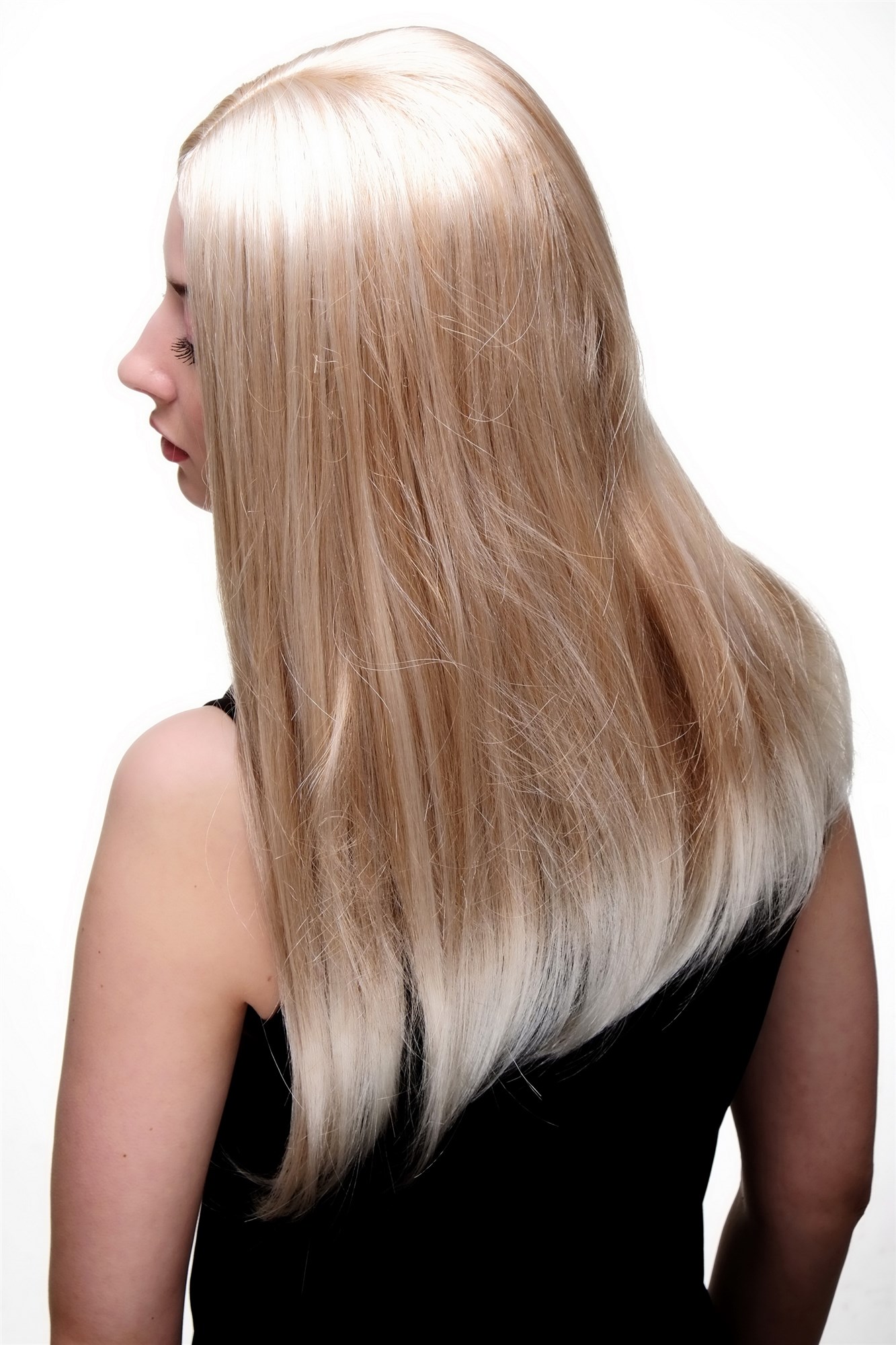 hochwertige Qualitätsperücken, Damen Perücke lang glatt Mittelscheitel natürlicher Blond-Mix SA-151-27T613, Ansicht 4, WIG ME UP: Ihr Perücken Online Shop glatte Tressen-Perücke mit Kopfhaut-Imitat Erdbeerblond-Platinblond-Mix lange Haare für Damen