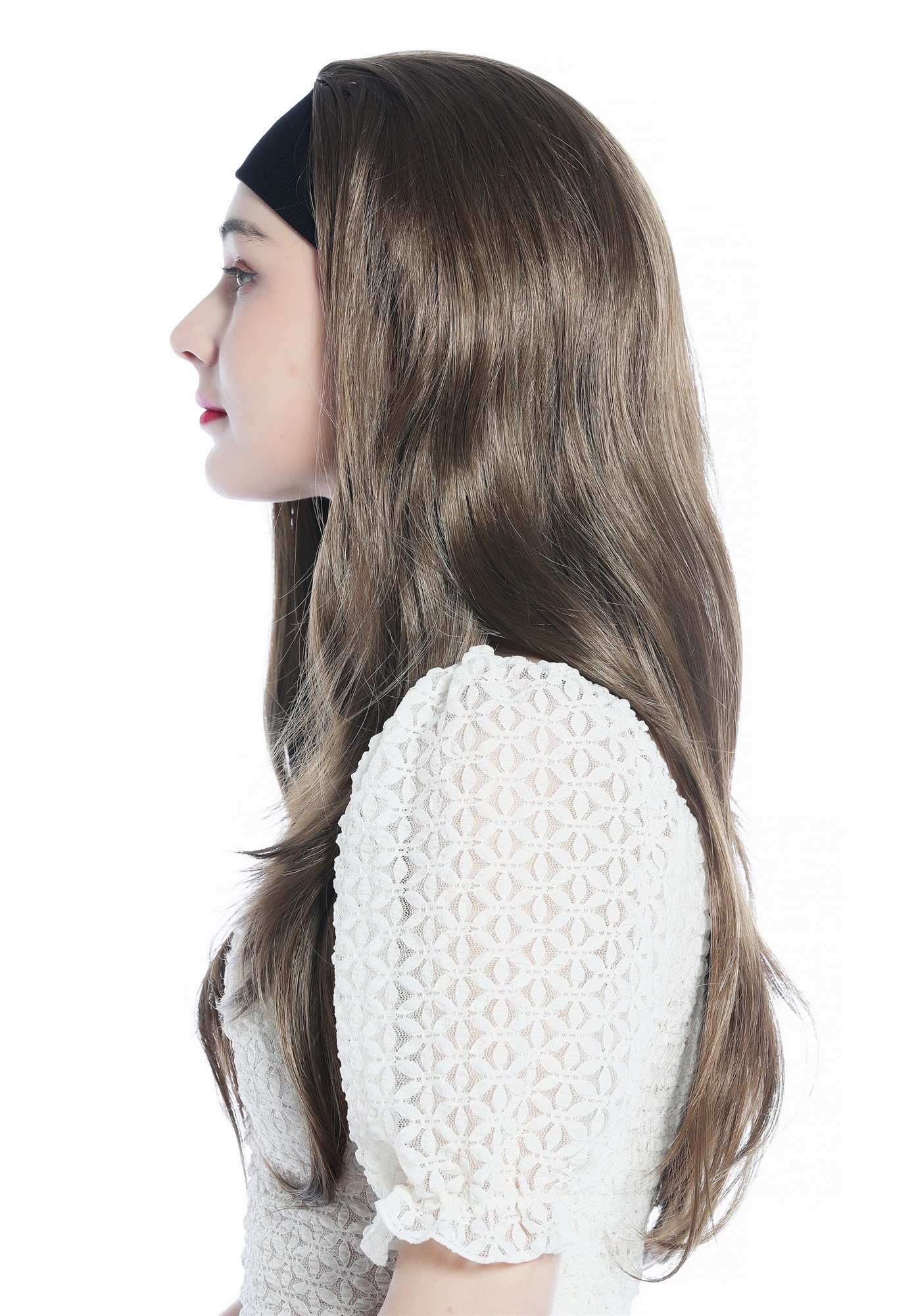 Lady wig half wig black headband cool retro long straight medium brown H9306, view 3, WIG ME UP: Your Perücken Online Shop Quality Wigs, Ladies, medium brown, straight, long