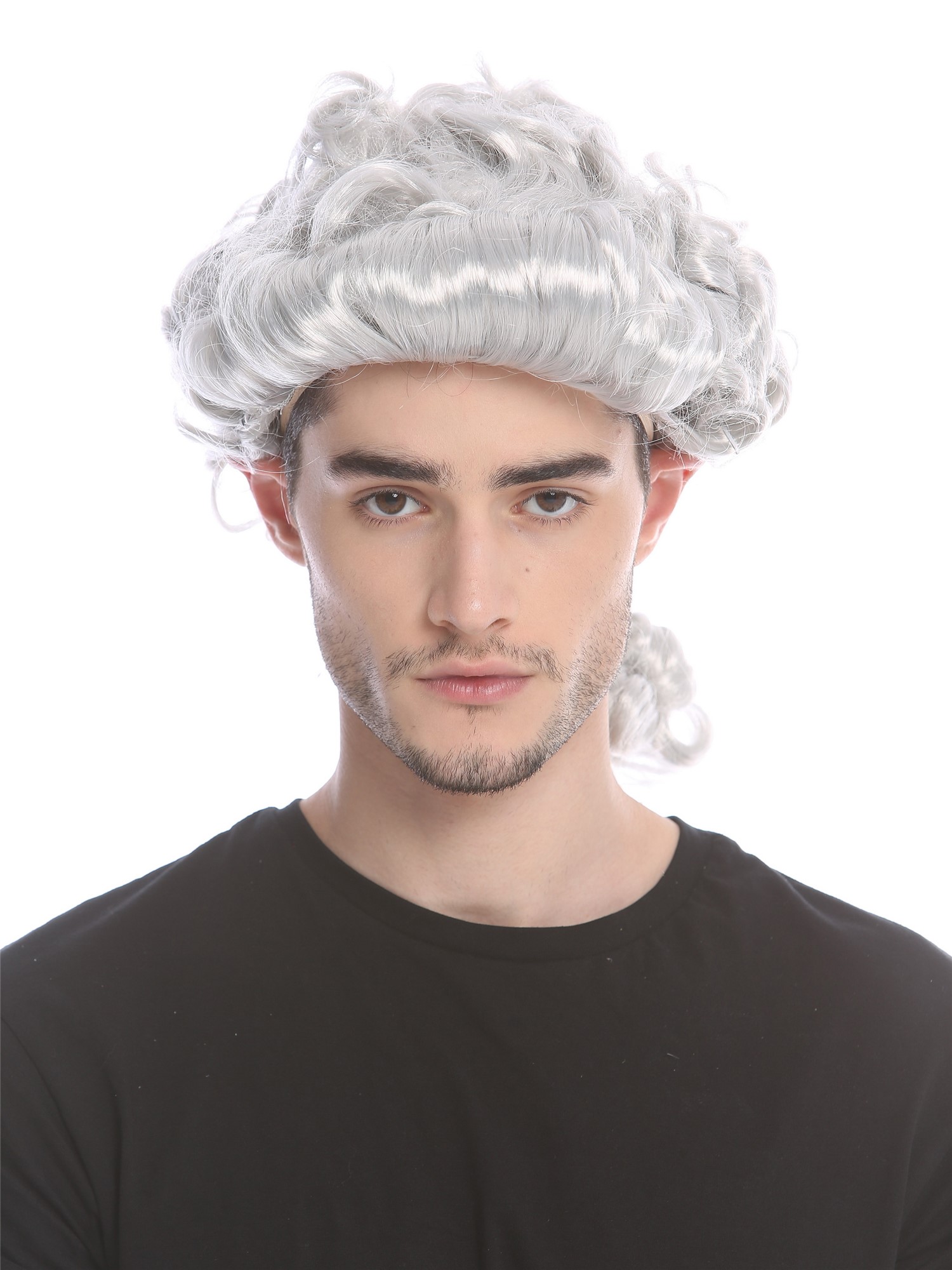 Man Lady Wig Baroque aristocrat lord curls long ponytail silver grey 910219, view 2, WIG ME UP: Your Perücken Online Shop Party Wig, Men, Grey, curled, shoulder-length
