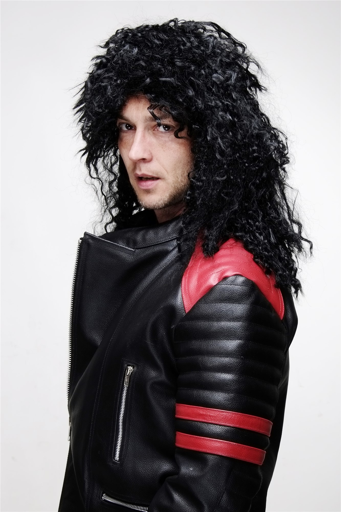 Party Wig, Unisex, Black, curled, long