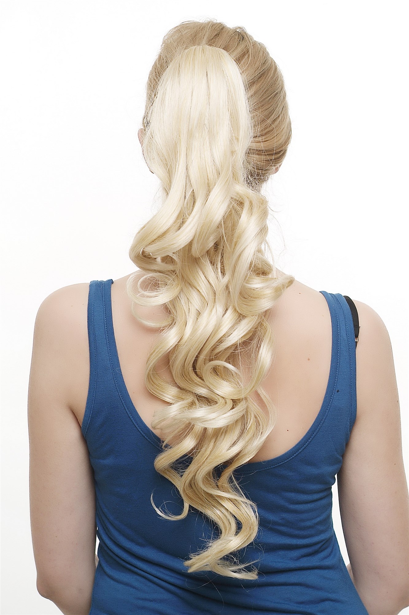 Hairpiece PONYTAIL extension VERY long BEAUTIFUL coiling curls BRIGHT BLOND SA050 -1003T, front view, WIG ME UP: Your Perücken Online Shop Ponytails, light blonde, curled, long