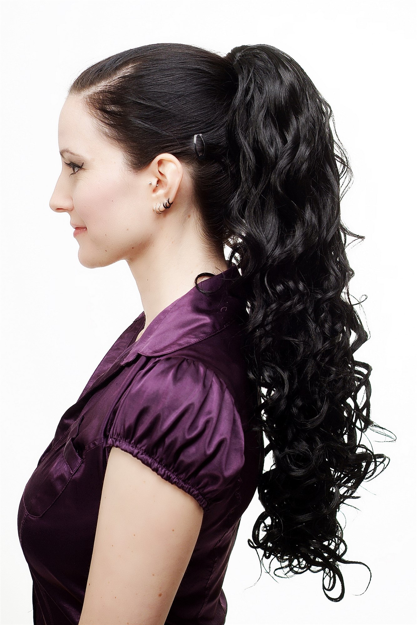 Ponytails, Black, curled, long