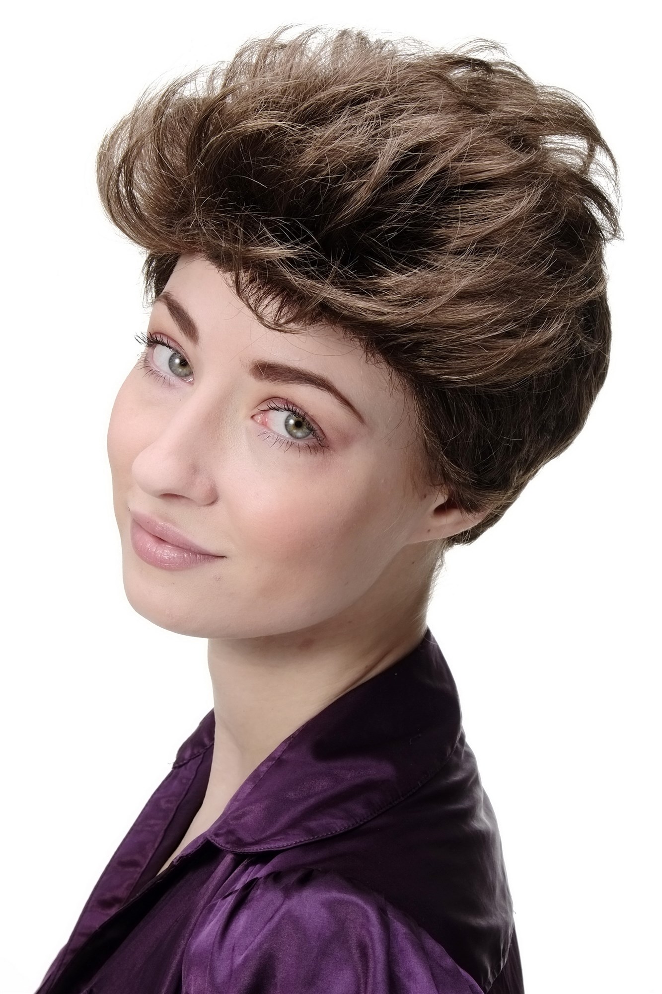 Lady women wig short backcombed older middle aged medium brown GFW1645, view 3, WIG ME UP: Your Perücken Online Shop Quality Wigs, Ladies, medium ash brown, wavy, short