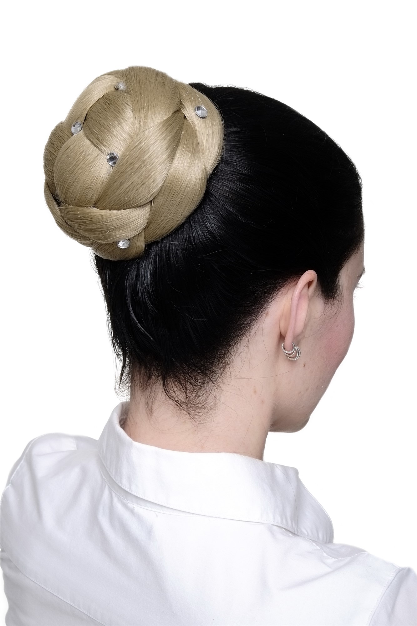 Dutt geflochten Strass Hell-Aschblond JL-SZ01-24, Vorderansicht, WIG ME UP: Ihr Perücken Online Shop geflochtener Dutt Haarteil Hell-Aschblond