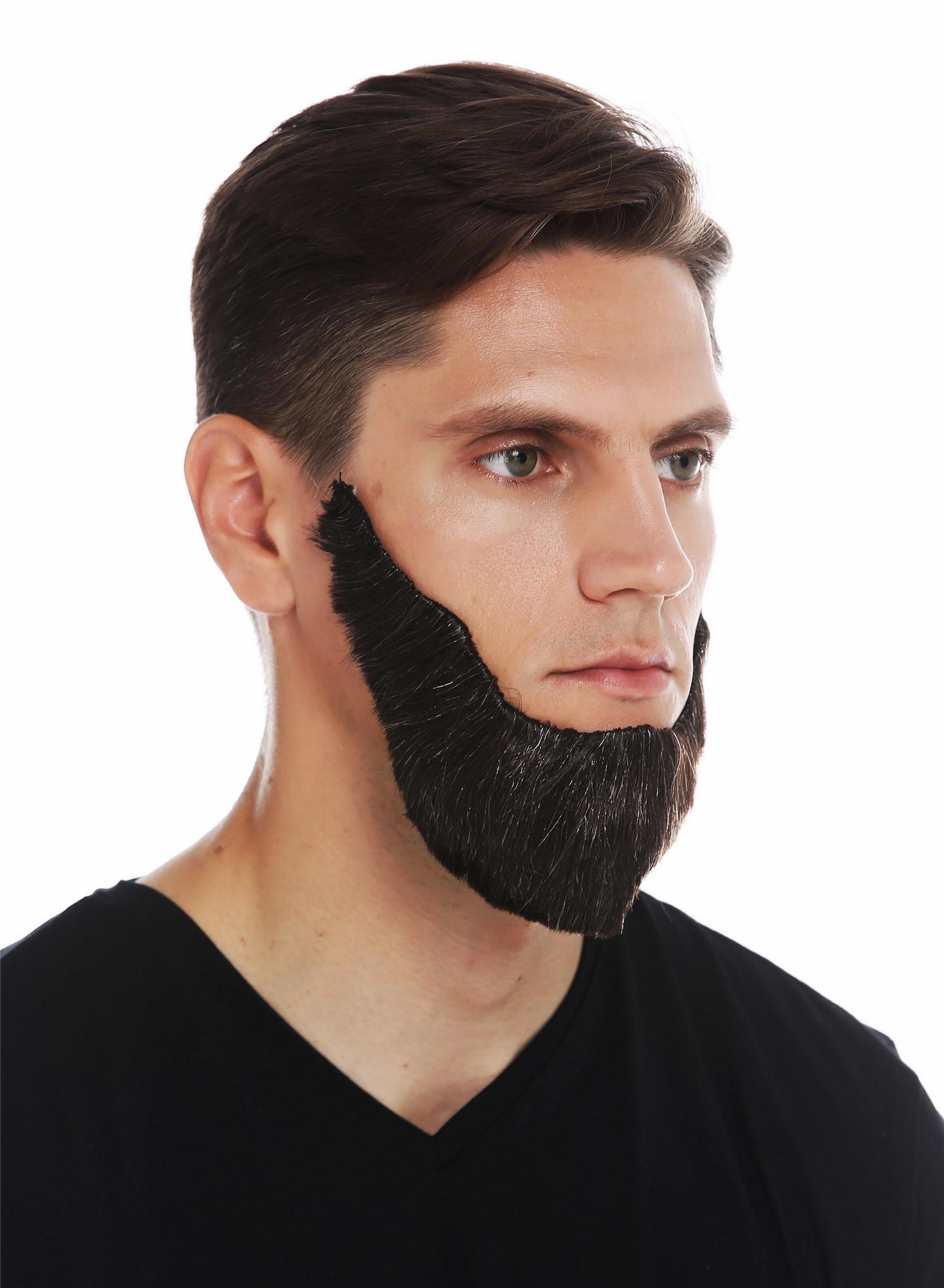 günstige Party Perücke, Bart Vollbart selbstklebend dunkelbraun meliert 70714-FR2M-613, Ansicht 4, WIG ME UP: Ihr Perücken Online Shop glatte Party Perücke Dunkelbraun-Platinblond-Mix kurze Haare für Herren