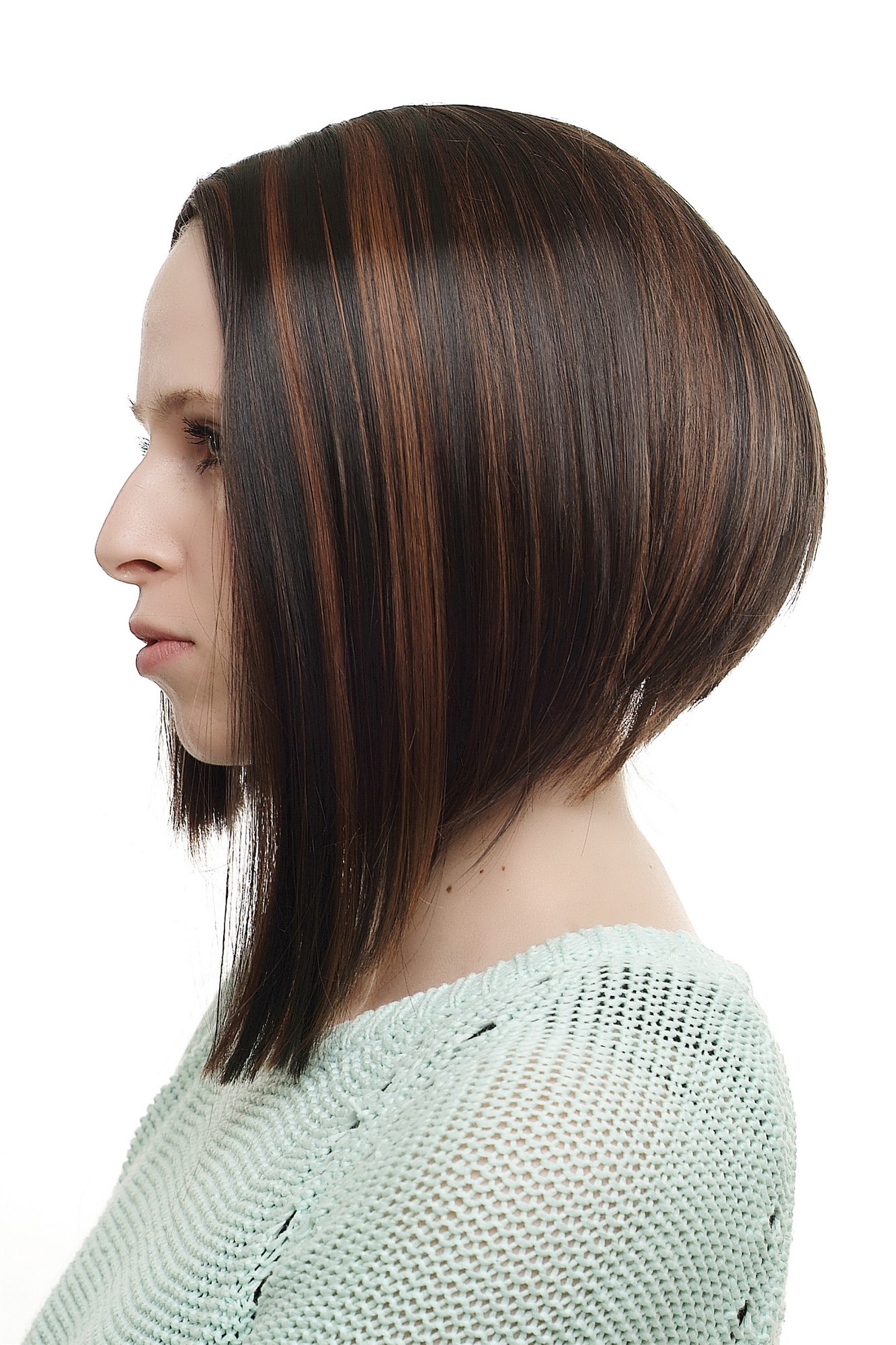 hochwertige Qualitätsperücken, Perücke Mittelscheitel gesträhnt SA035-2H30, Ansicht 6, WIG ME UP: Ihr Perücken Online Shop glatte Tressen-Perücke mit Kopfhaut-Imitat Schwarzbraun kurze Haare für Damen