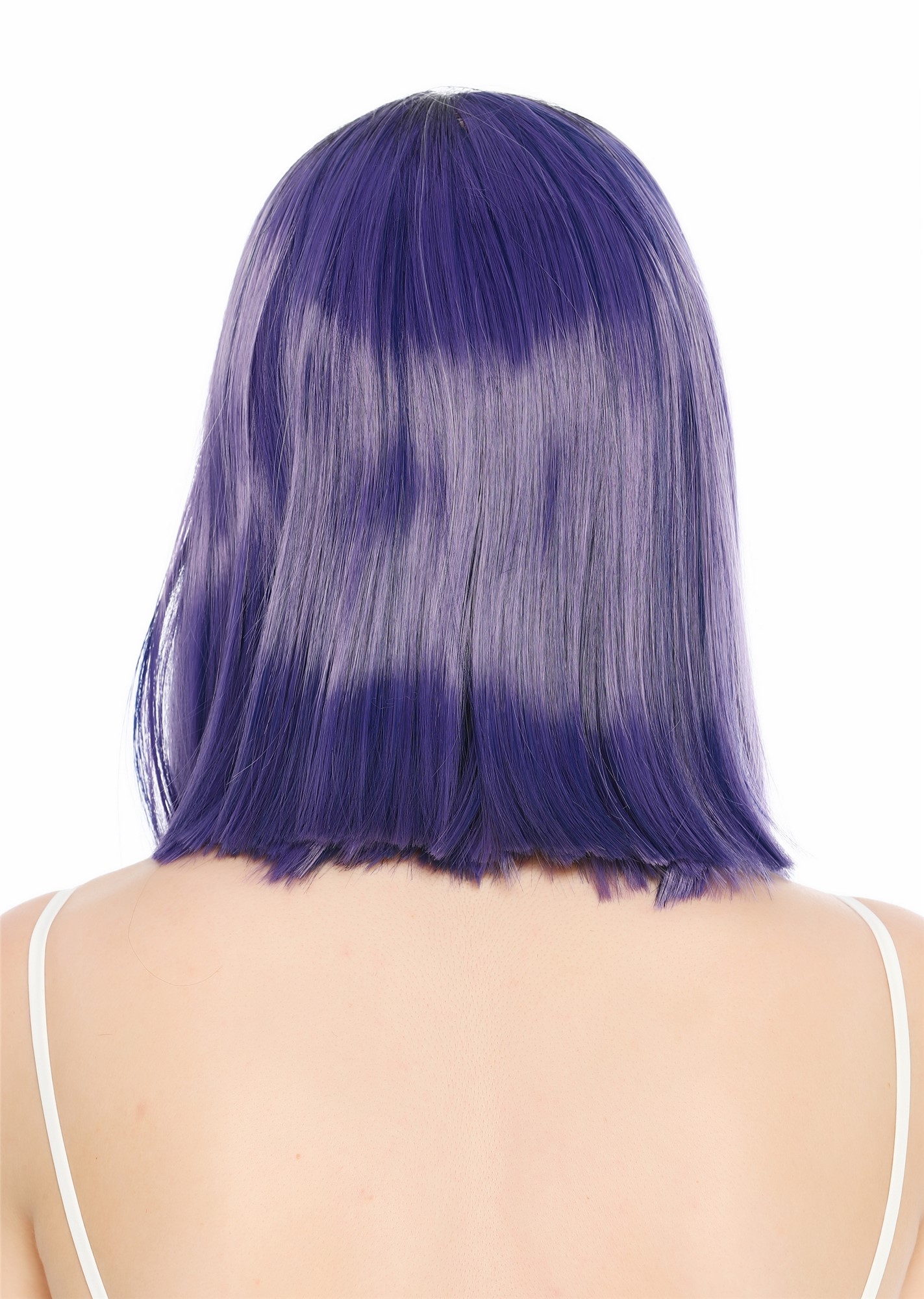 Perücke Damen schulterlang Longbob glatt Lila Schwarz Weiß Blau Gesträhnt Mittelscheitelt GFW4029S-G597