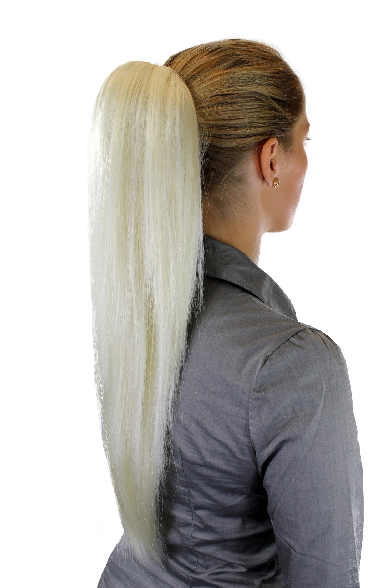 Ponytails, white blonde, straight, long