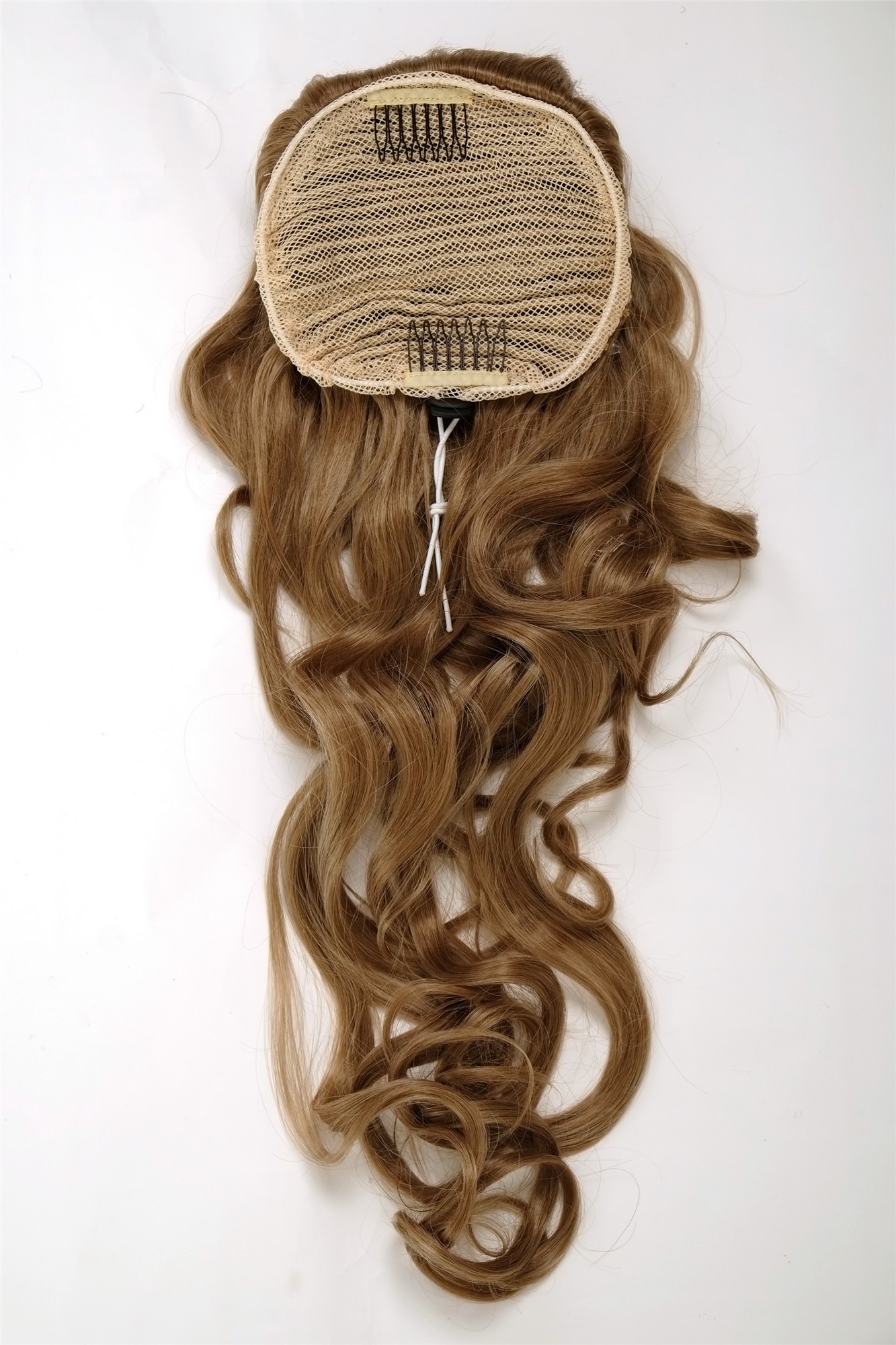 Ponytails, honey blonde, curled, long