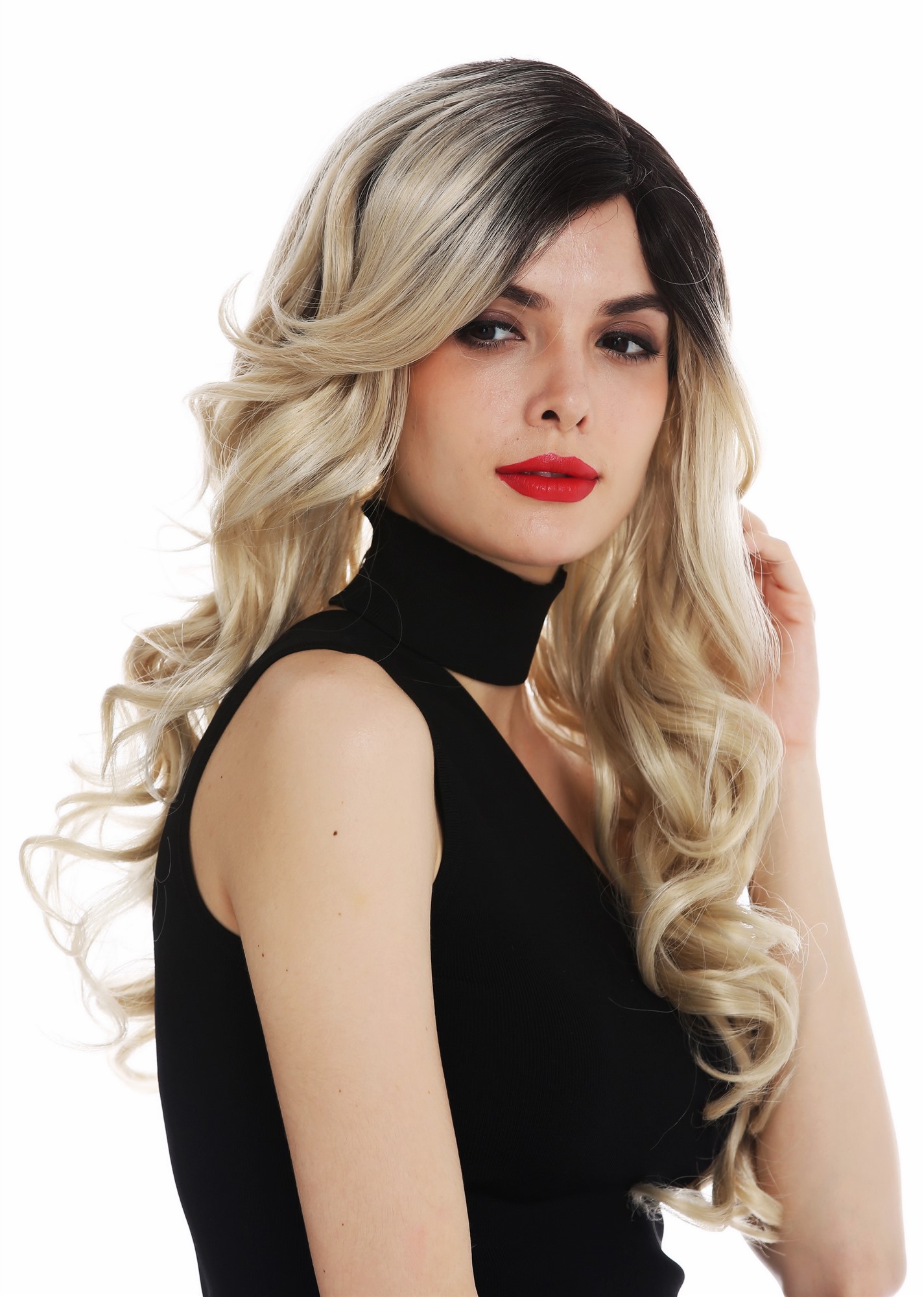 Quality Wigs, Ladies, blonde-brown mix, curled, long