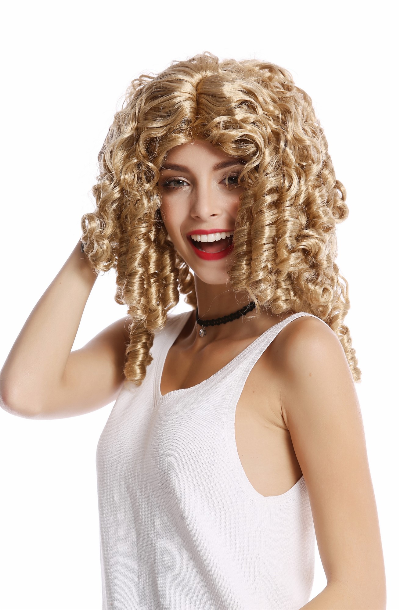 Wig Ladies Cosplay Baroque Rococo Victorian Gothic Lolita Corkskrew Curls Coils brown blond mix, view 3, WIG ME UP: Your Perücken Online Shop Party Wig, Ladies, Blonde, curled, long