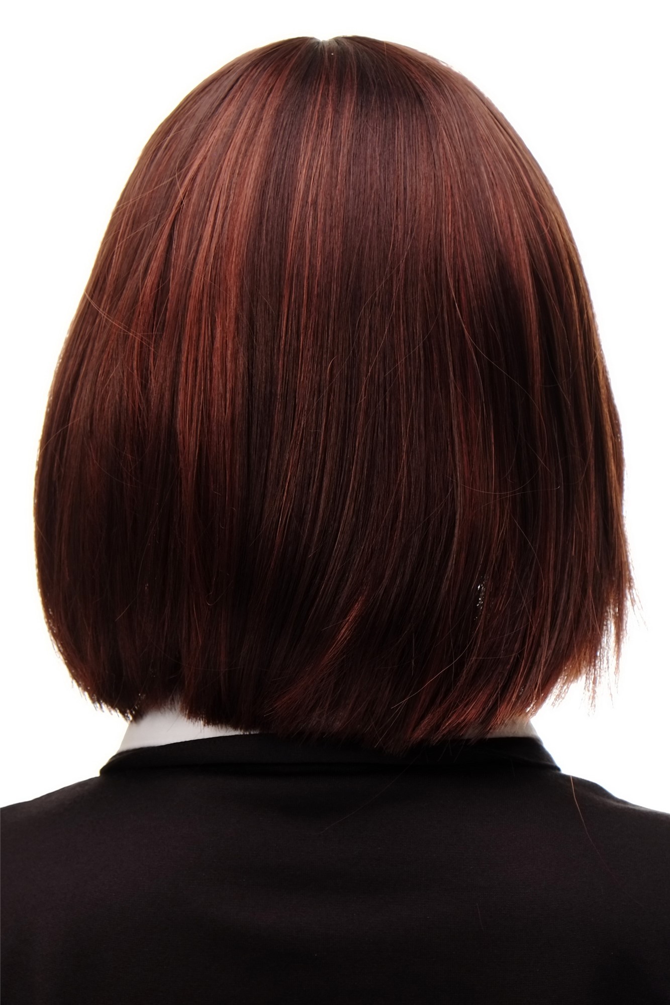 hochwertige Qualitätsperücken, Perücke Damen Bobfrisur Long Bob Pony glatt Braun-Rot-Mix 7803-33A/130, Ansicht 4, WIG ME UP: Ihr Perücken Online Shop glatte Tressen-Perücke mit Kopfhaut-Imitat Braun-Rot-Mix kurze Haare für Damen