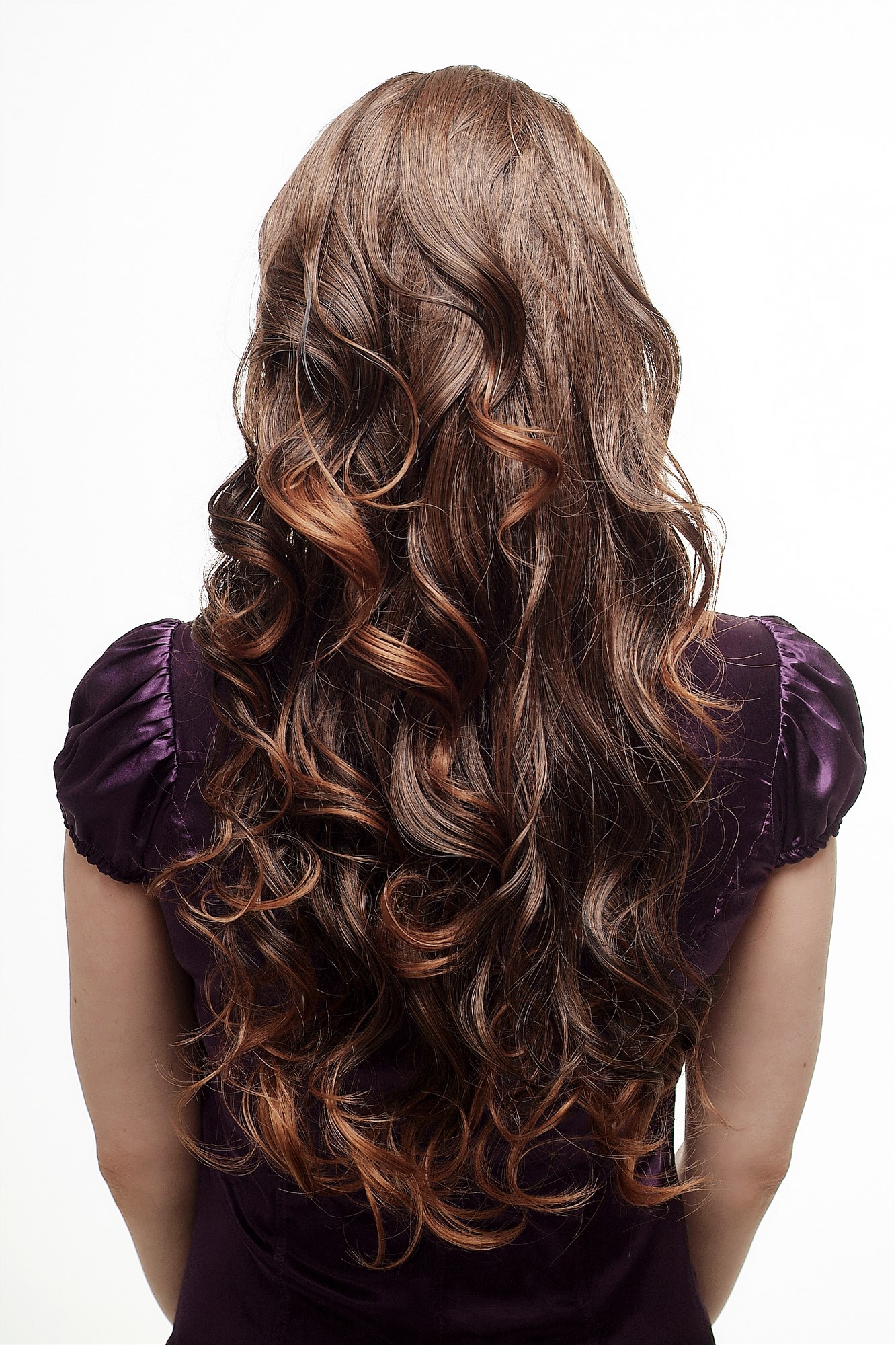 Lady  Wig on elastic black headband very long curling chestnut brown mix strands 25", view 3, WIG ME UP: Your Perücken Online Shop Quality Wigs, Ladies, Brown, curled, long