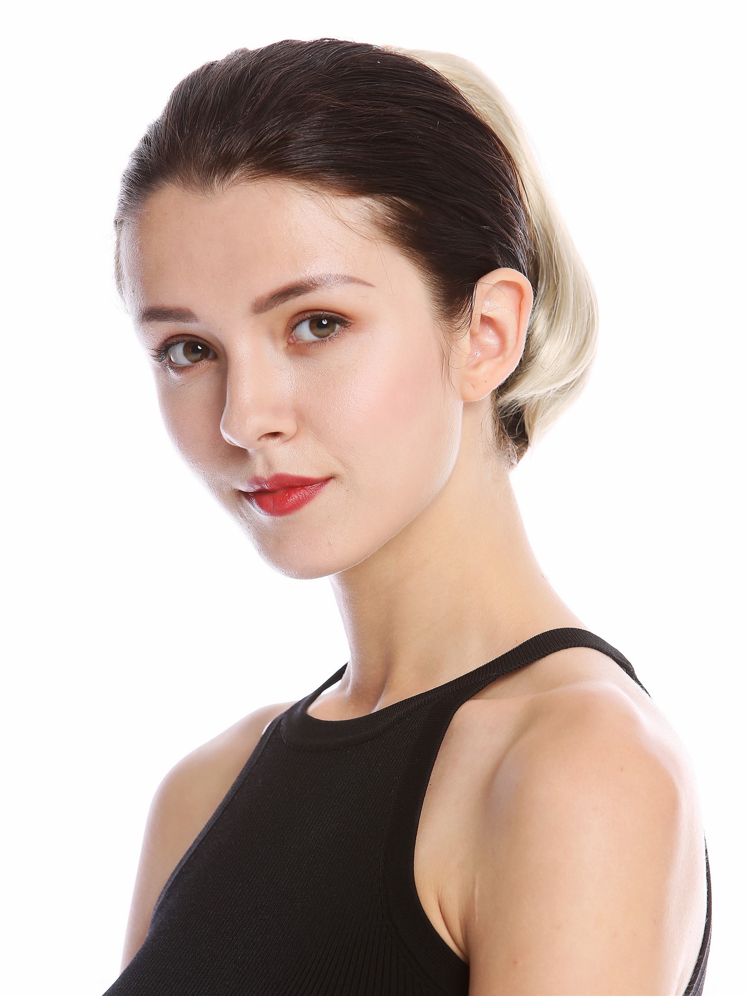 hochwertiger Zopf Pferdeschwanz kurz glatt Hellblond N869-V-22, Ansicht 3, WIG ME UP: Ihr Perücken Online Shop lockiges Zopf-Haarteil Aschblond 20 cm lang