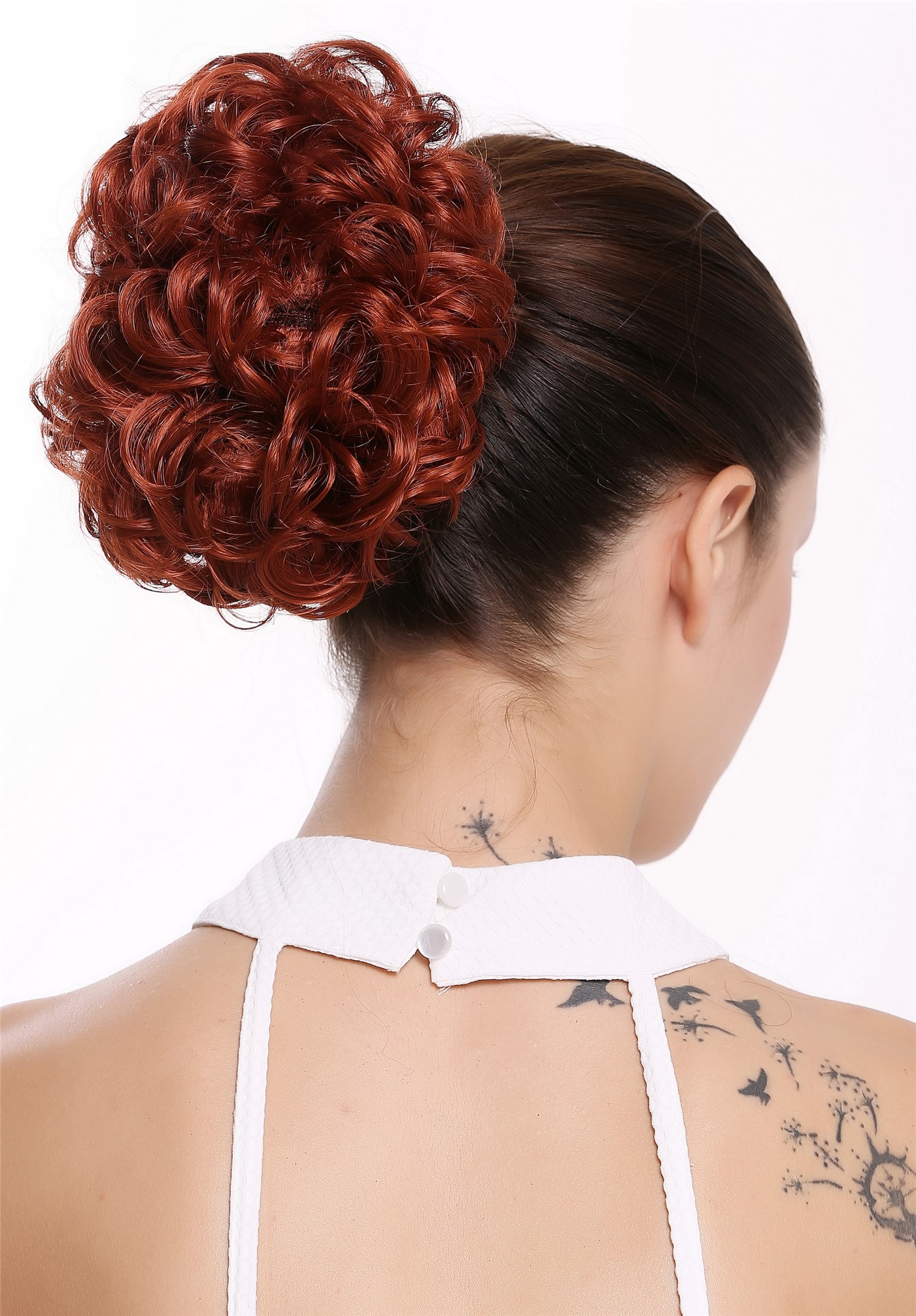 Dutt Locken Volumen Zopf kurz Rot Q0147-350, Ansicht 3, WIG ME UP: Ihr Perücken Online Shop lockiger Dutt Haarteil Kupferrot