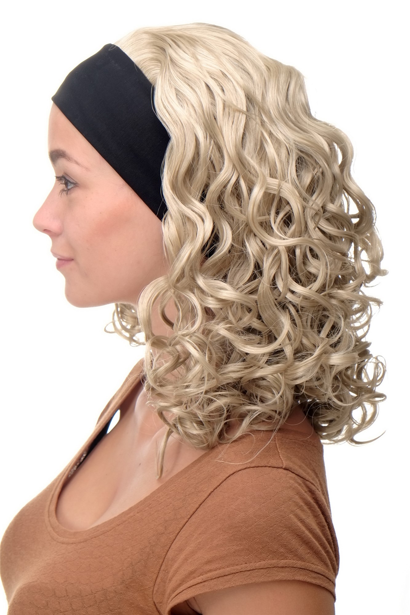 lockige Tressen-Perücke mit Stirnband Hellblond schulterlange Haare für Damen