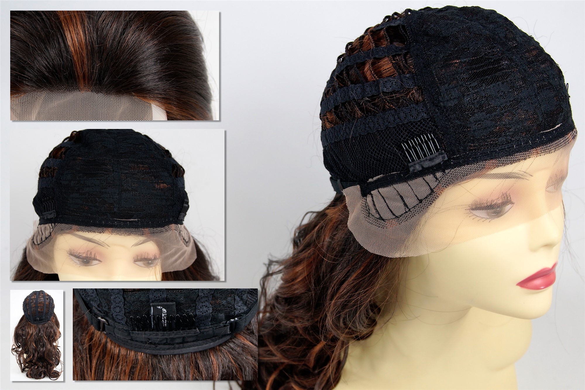 Lady wig lace front long voluminous curly brown copper brown highlights VK-26-LF, view 6, WIG ME UP: Your Perücken Online Shop Quality Wigs, Ladies, brown mix, curled, long