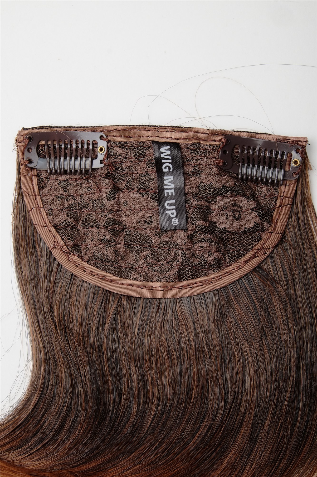 Clip-In Pony Scheitel hitzebeständig Faser Braun Kastanie Mahagoni YZF-3038-4T30, Ansicht 3, WIG ME UP: Ihr Perücken Online Shop glatter Clip-In Pony Dunkelbraun-Kupferbraun-Mix 17 cm lang