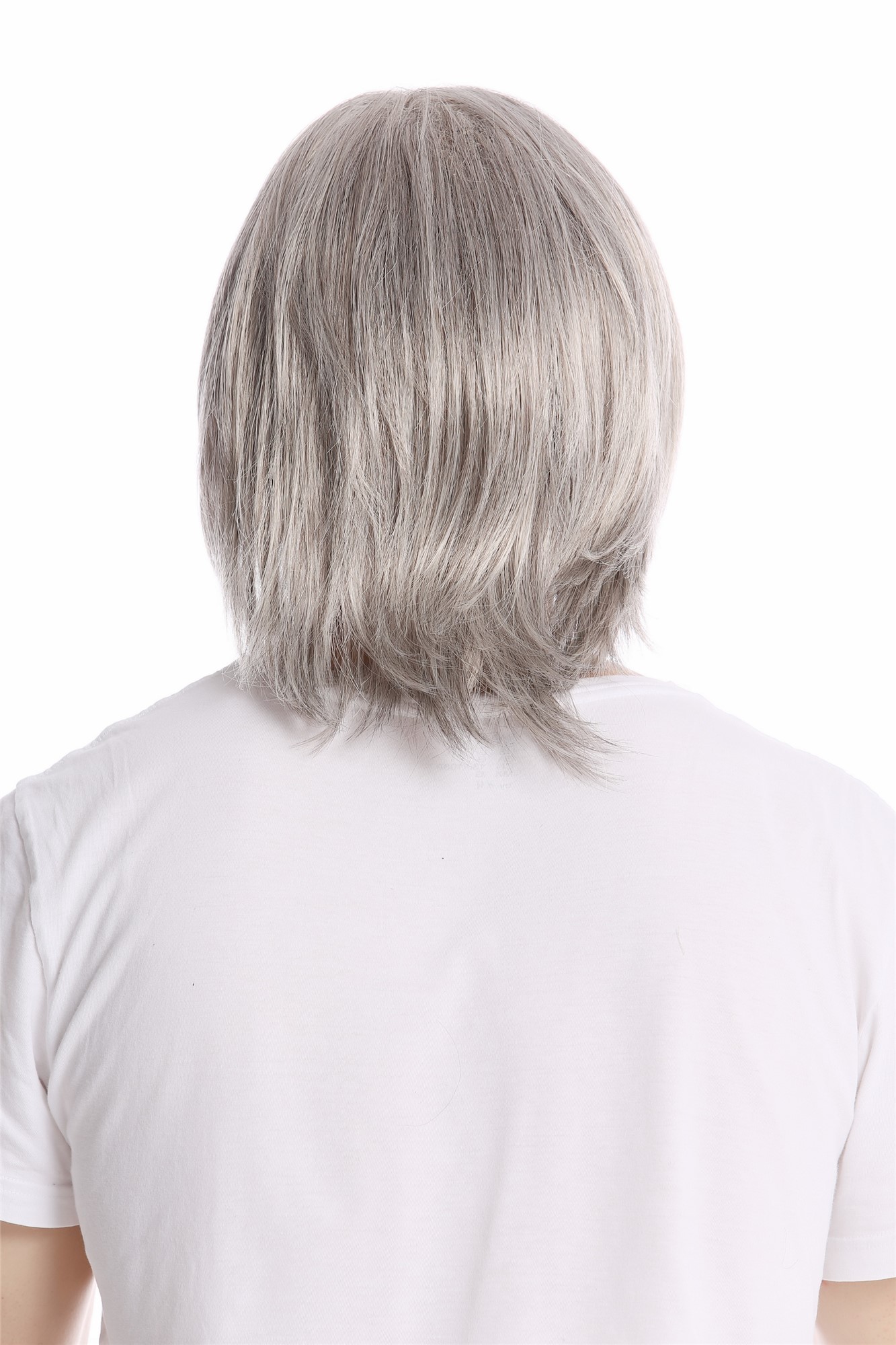 Men Gents Wig long straight middle parting aged rock star youthful modern look silver gray grey, view 4, WIG ME UP: Your Perücken Online Shop Quality Wigs, Men, light gray, straight, shoulder-length
