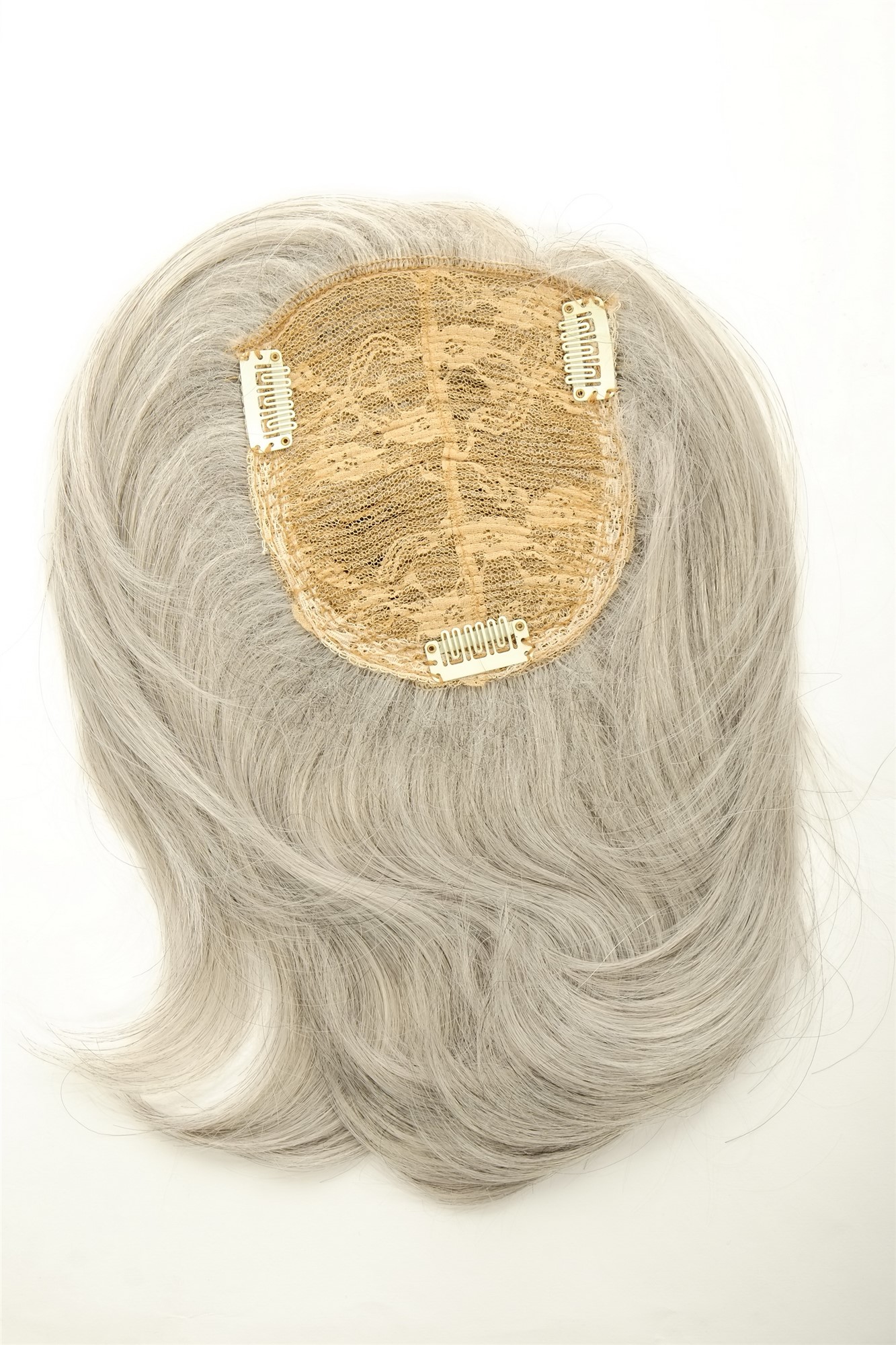 Großes Toupet Haarteil Haarersatz Aufsatz Haarauffüller Clip-In Grau L056-51, Ansicht 4, WIG ME UP: Ihr Perücken Online Shop Toupet glatt Grau 30 cm