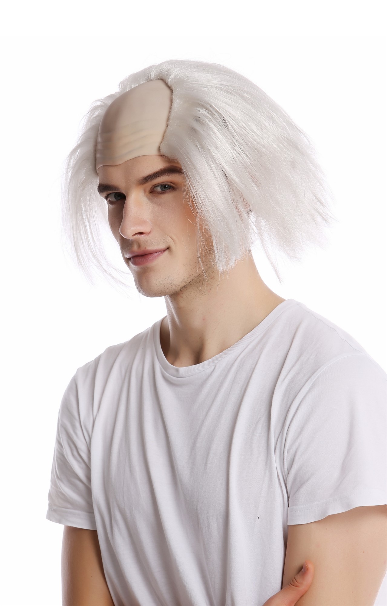 günstige Party Perücke, Perücke Halbglatze Alter Opa Professor 91124-ZA68, Ansicht 2, WIG ME UP: Ihr Perücken Online Shop glatte Party Perücke Blütenweiß kurze Haare für Herren