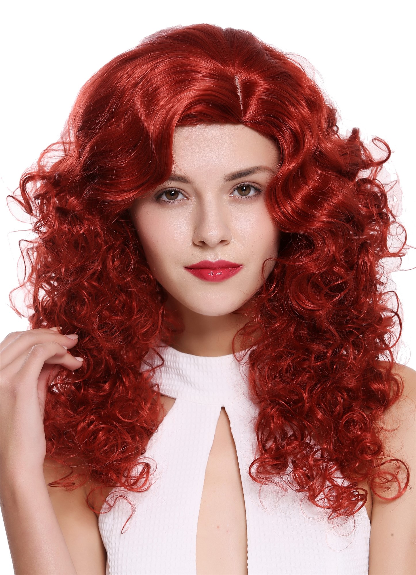 hochwertige Qualitätsperücken, Perücke Lang Volumen Seitenscheitel Rot 1355AB-137, Ansicht 3, WIG ME UP: Ihr Perücken Online Shop lockige Tressen-Perücke Feuerrot lange Haare für Damen