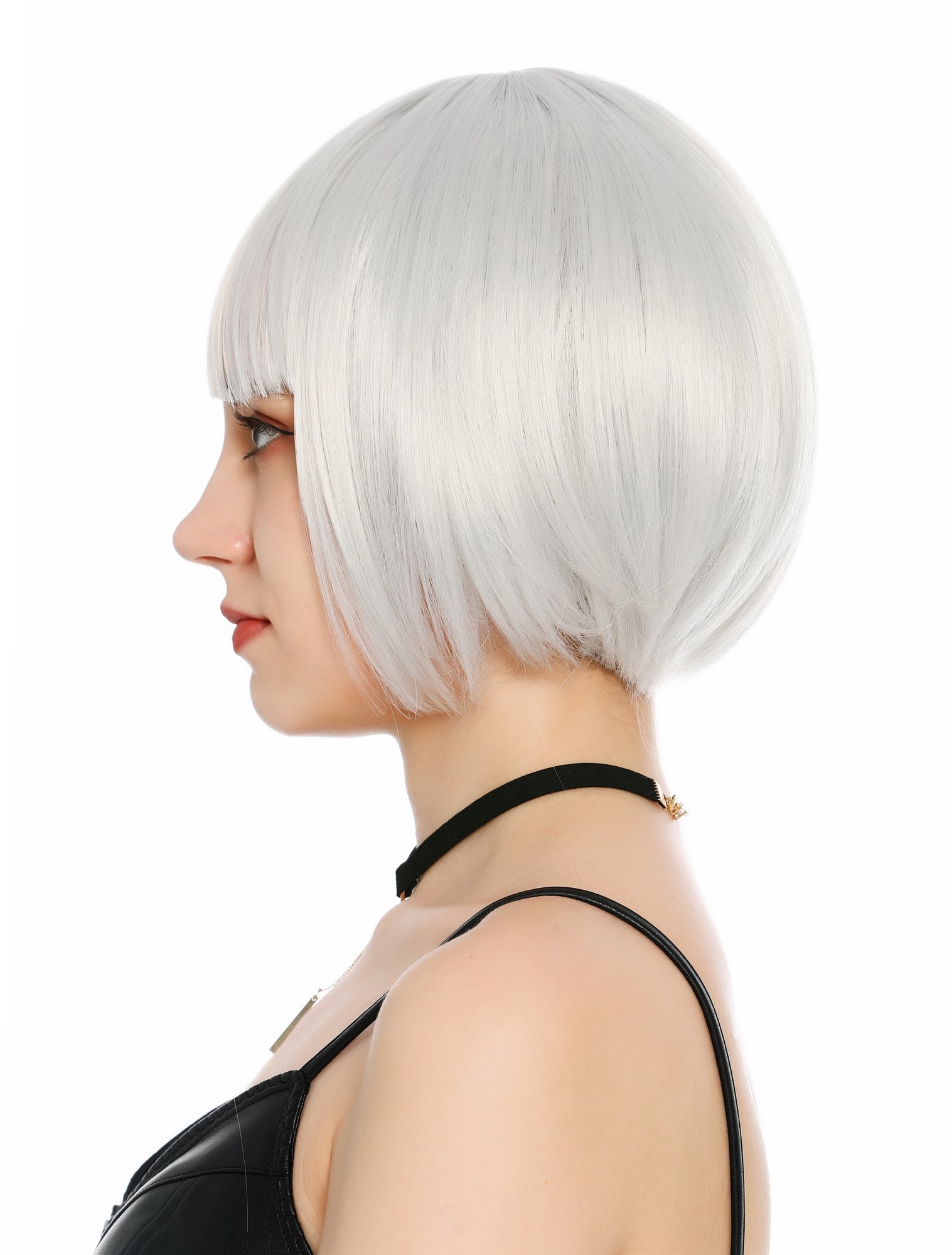 Damenperücke kurz Bob Pony glatt Grau Silbergrau SZL0751-DHTSilvergrey