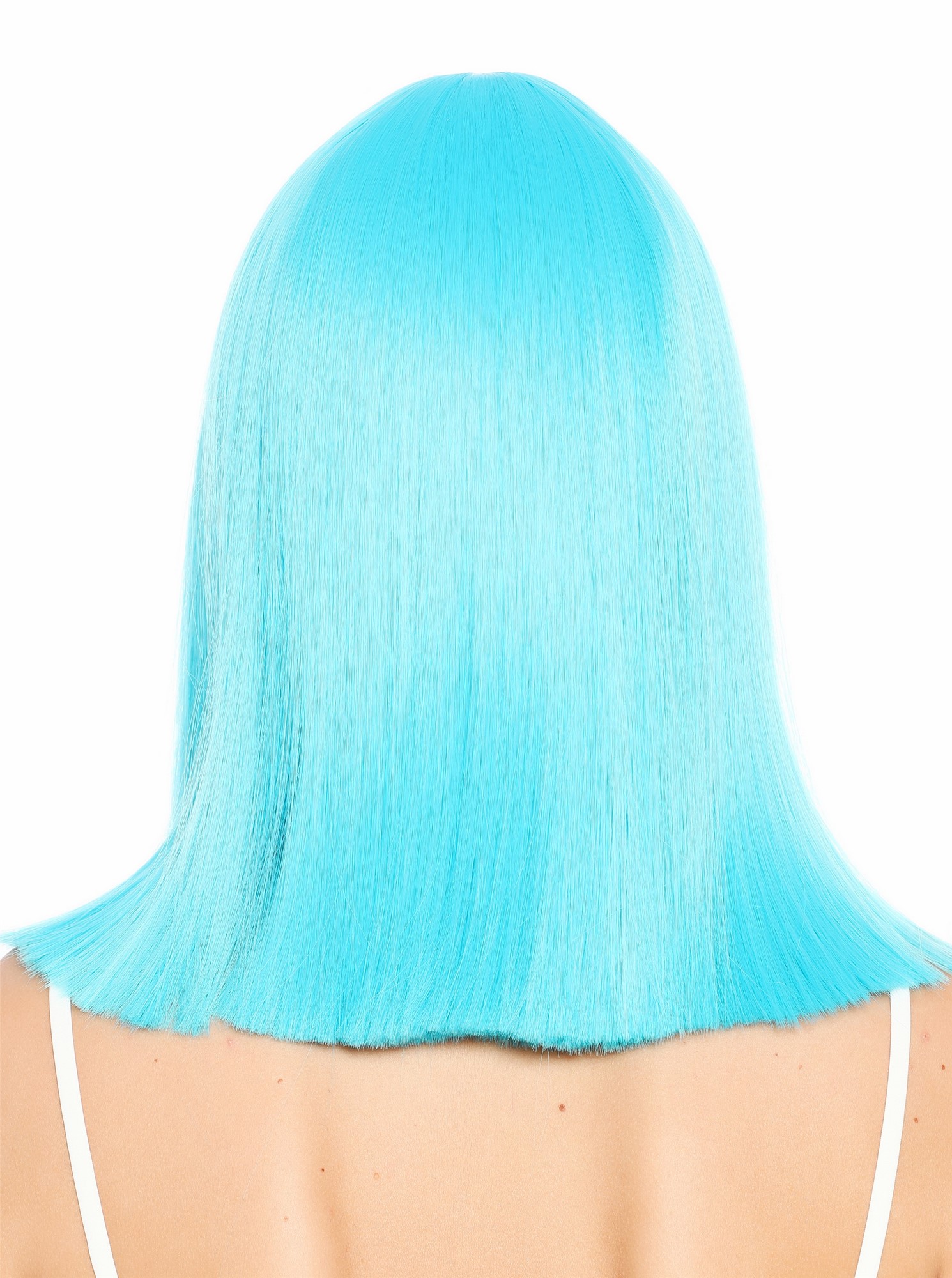 Damenperücke schulterlang blunt cut glatt breiter Pony Disco Helblau SZL1498-DHT4535