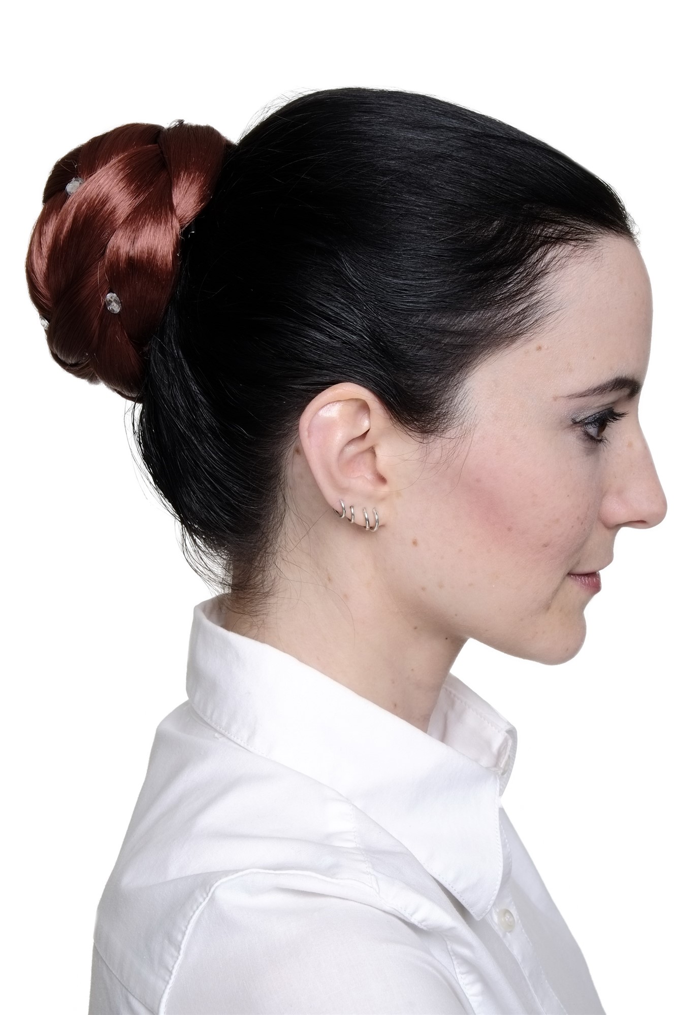 Dutt geflochten Strass Rot JL-SZ01-350, Ansicht 2, WIG ME UP: Ihr Perücken Online Shop geflochtener Dutt Haarteil Rot
