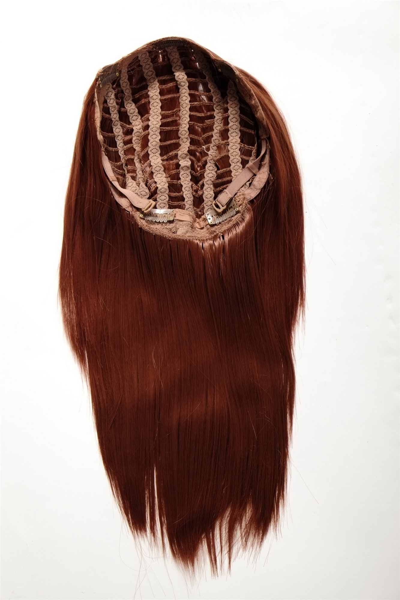 Clip-in Haarteil mit 5 Klammern glatte lange Haare Gold-Rotbraun HD1401-35, Ansicht 3, WIG ME UP: Ihr Perücken Online Shop glatte Halbperücke Gold-Rotbraun 50 cm lang