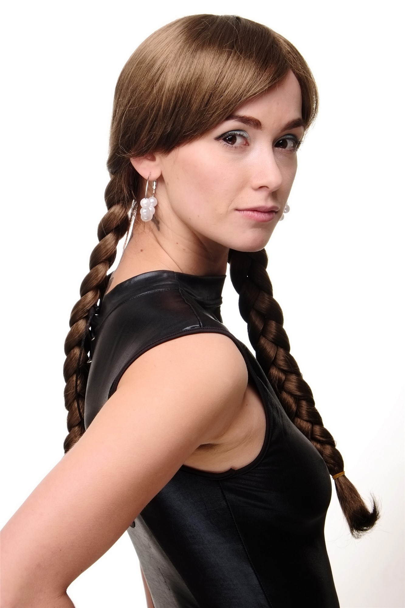 Lady women wig Cosplay long braided pigtails braids Schoolgirl Lolita brown 3446, view 2, WIG ME UP: Your Perücken Online Shop Quality Wigs, Ladies, golden brown, Braided, long