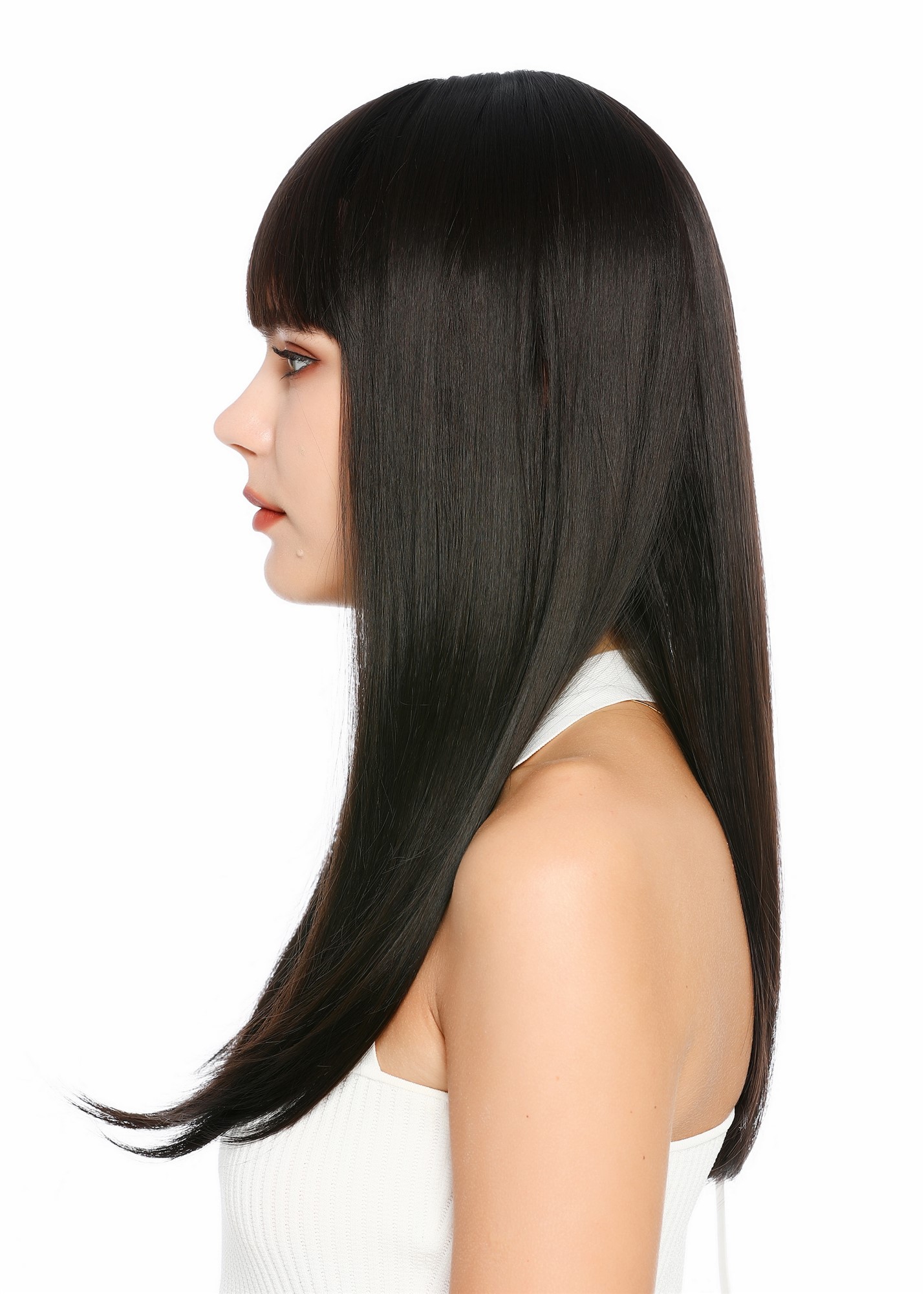 Damenperücke lang glatt sleek look Pony Dunkelbraun Mix SZL1310-FHY4/5