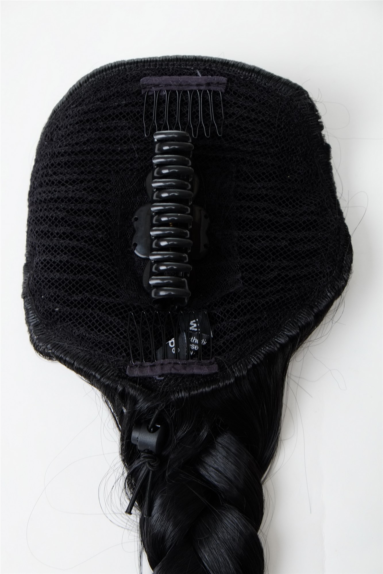 hochwertiges Haarteil Zopf geflochtene Haare lang Schwarz NC006-1B, Ansicht 3, WIG ME UP: Ihr Perücken Online Shop geflochtenes Zopf-Haarteil Samtschwarz 65 cm lang