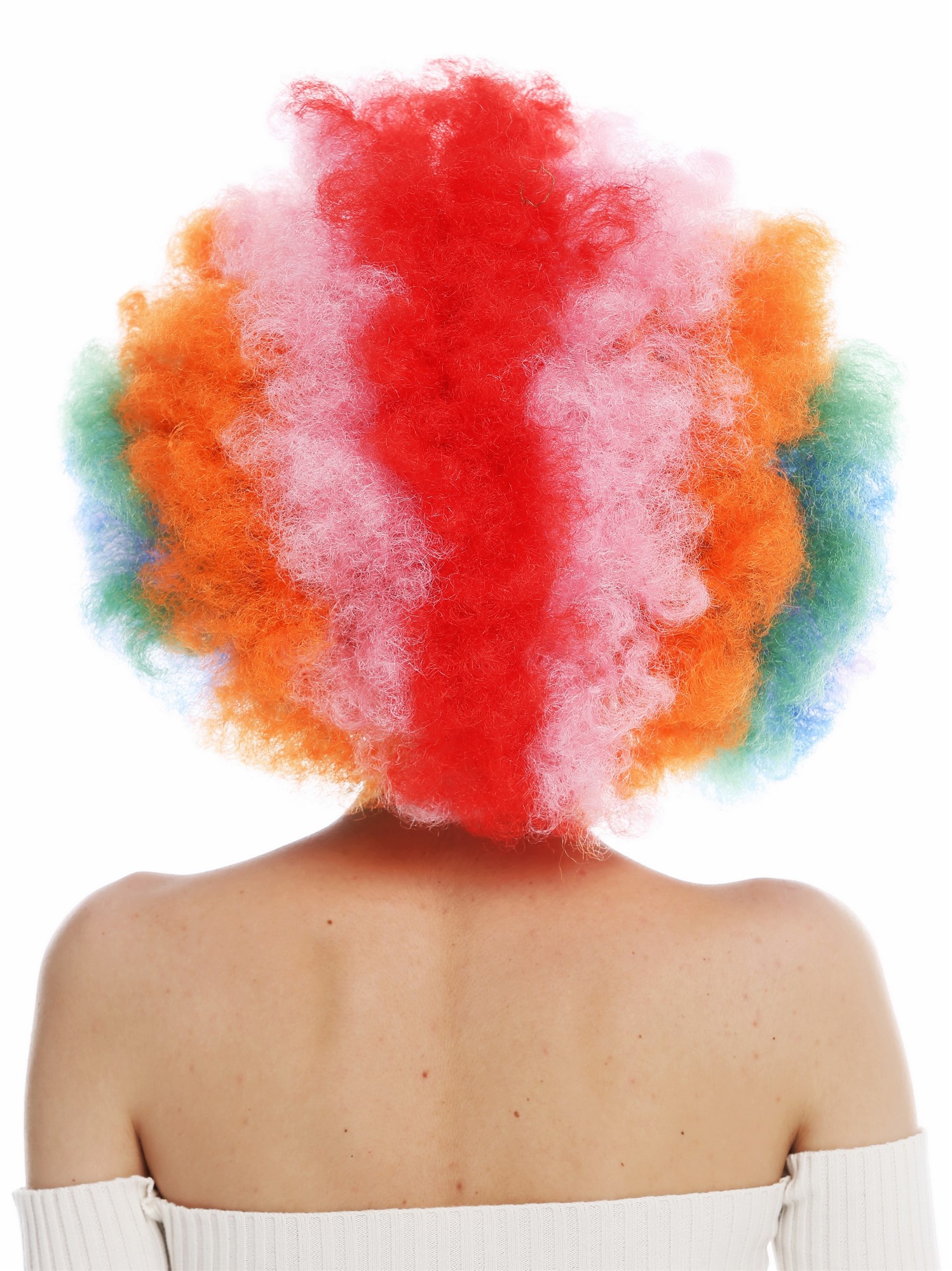 günstige Party Perücke, Perücke Afro Regenbogenfarben Bunt XXL Volumen 31938-P-coloured, Ansicht 5, WIG ME UP: Ihr Perücken Online Shop wellige Party Perücke Lila,Blau,Grün,Orange,Rosa,Rot kurze Haare Unisex