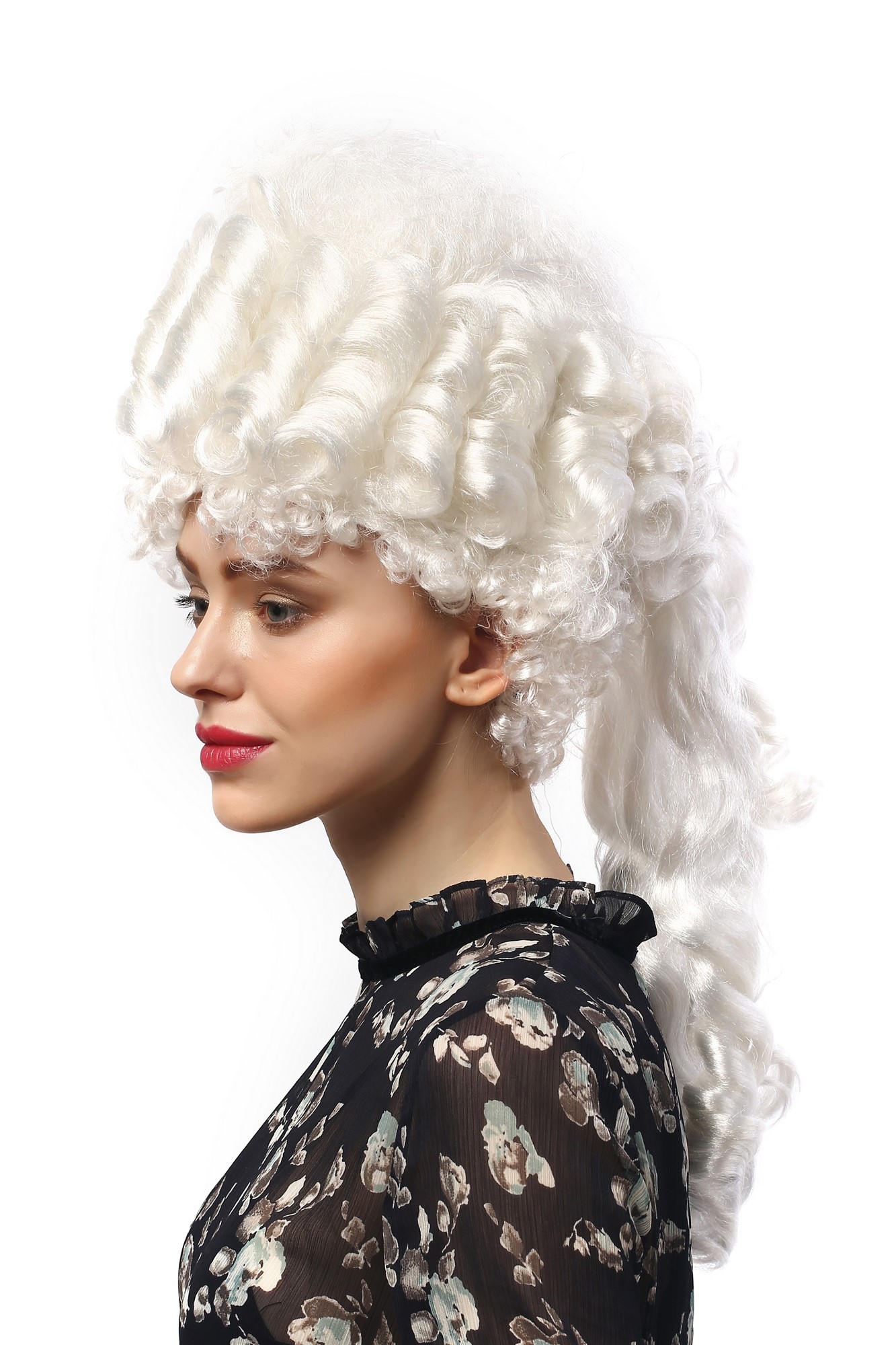 Lady Party Wig Fancy Dress Baroque Renaissance Beehive white Marie Antoinette Queen Aristocrat, view 4, WIG ME UP: Your Perücken Online Shop Party Wig, Ladies, White, curled, long