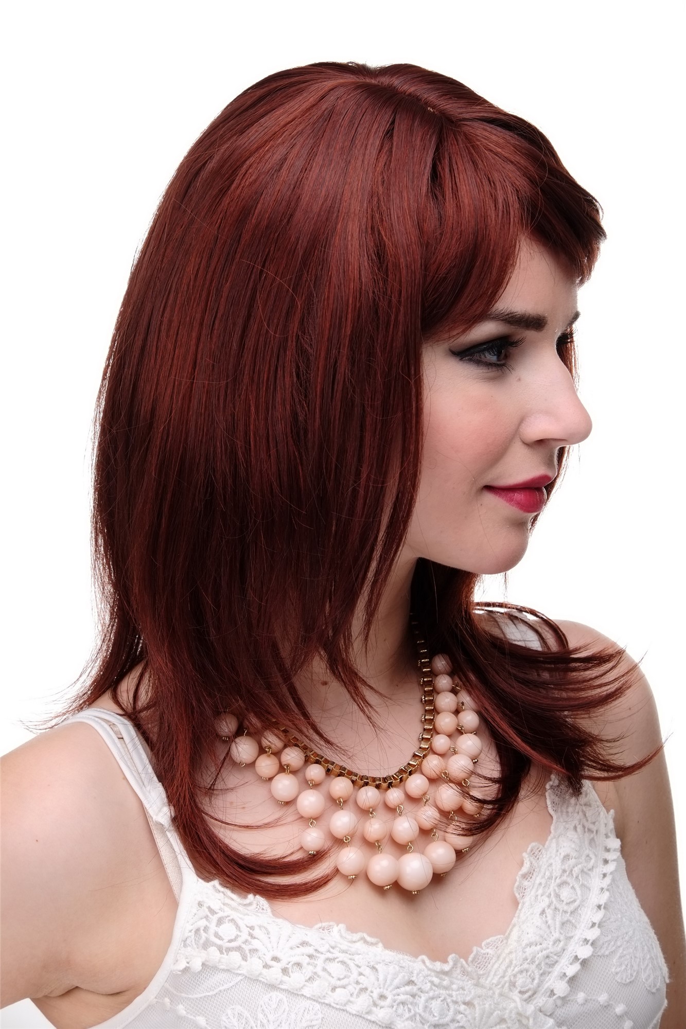 Lady wig medium length fringe parted to side straight layered brown red mix 3003, view 3, WIG ME UP: Your Perücken Online Shop Quality Wigs, Ladies, brown-red mix, straight, long