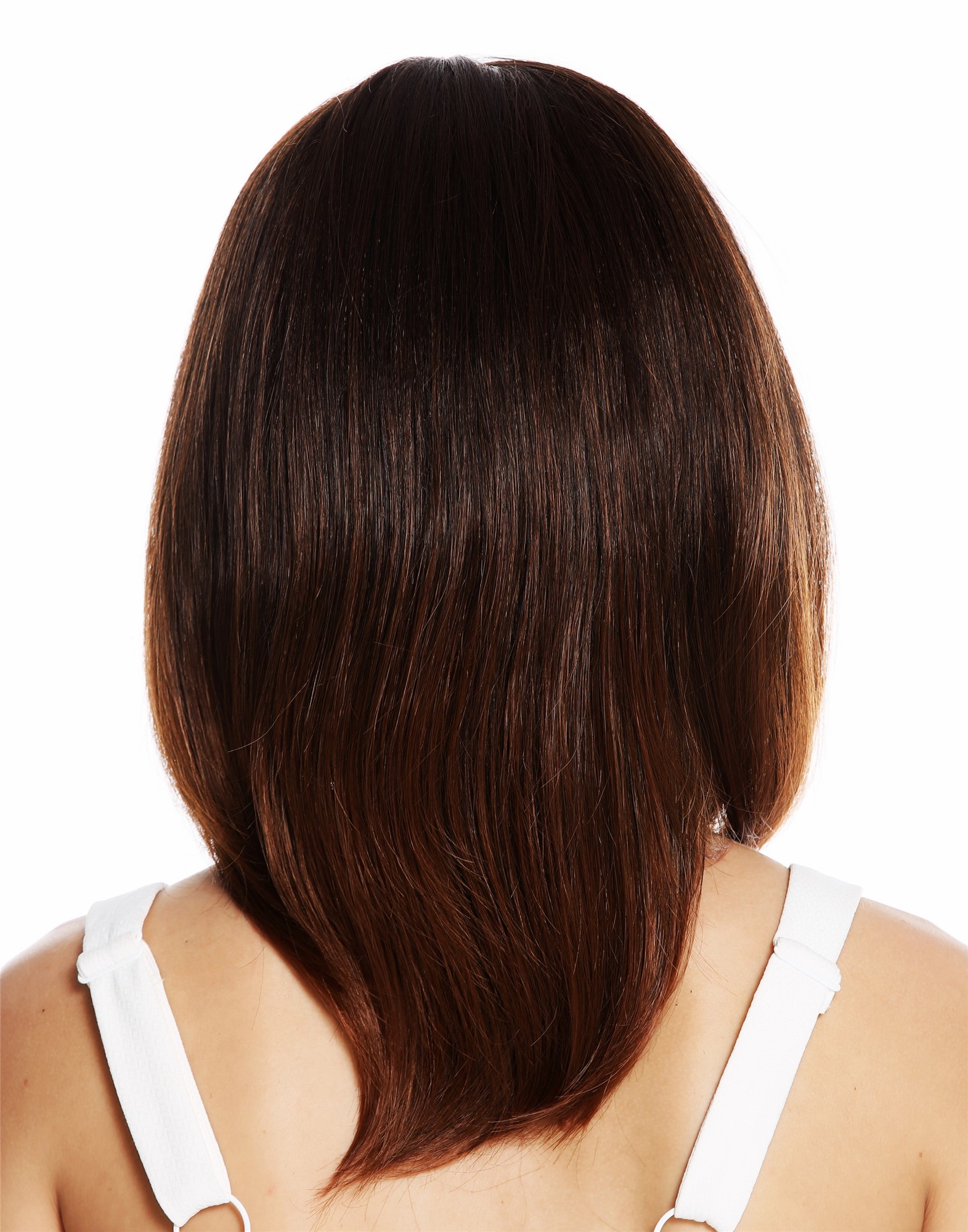 hochwertige Qualitätsperücken, Perücke Longbob schulterlang glatt Pony Kastanienbraun VK-49-2T30, Ansicht 4, WIG ME UP: Ihr Perücken Online Shop glatte Tressen-Perücke mit Kopfhaut-Imitat Braun-Mix schulterlange Haare für Damen