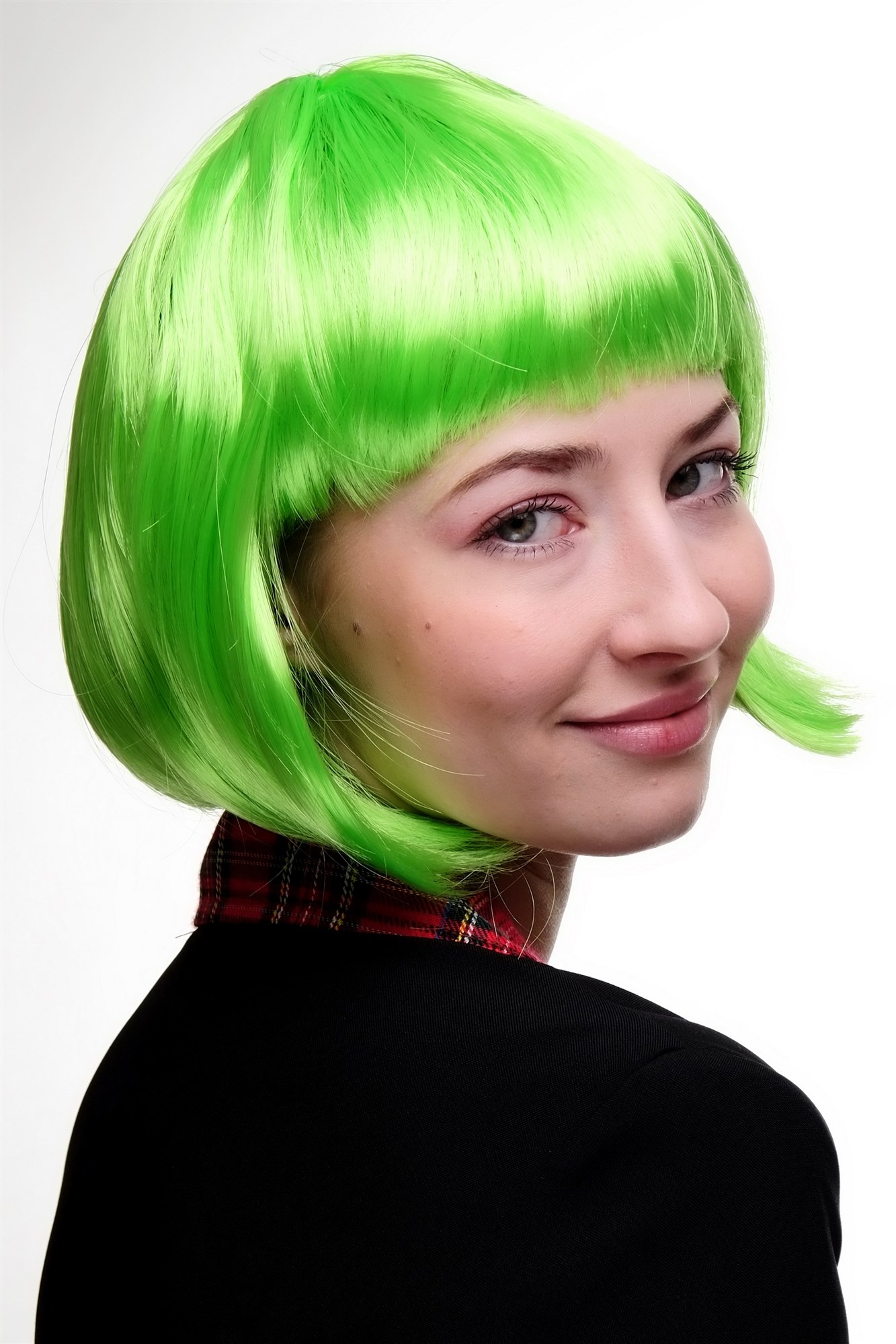 Party Halloween Disco lady women wig Bob fringe bangs short sexy green PW0114, view 3, WIG ME UP: Your Perücken Online Shop Party Wig, Ladies, Green, straight, short
