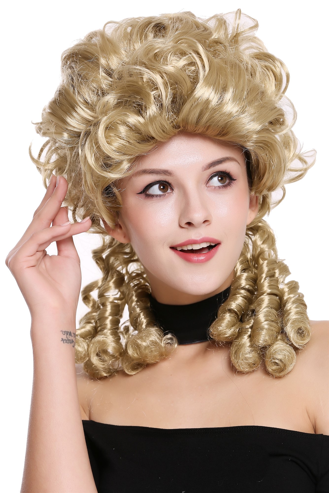 günstige Party Perücke, Perücke Barock Spirallocken Toupiert Blond DH1009-ZA89, Ansicht 3, WIG ME UP: Ihr Perücken Online Shop lockige Party Perücke Blond schulterlange Haare für Damen