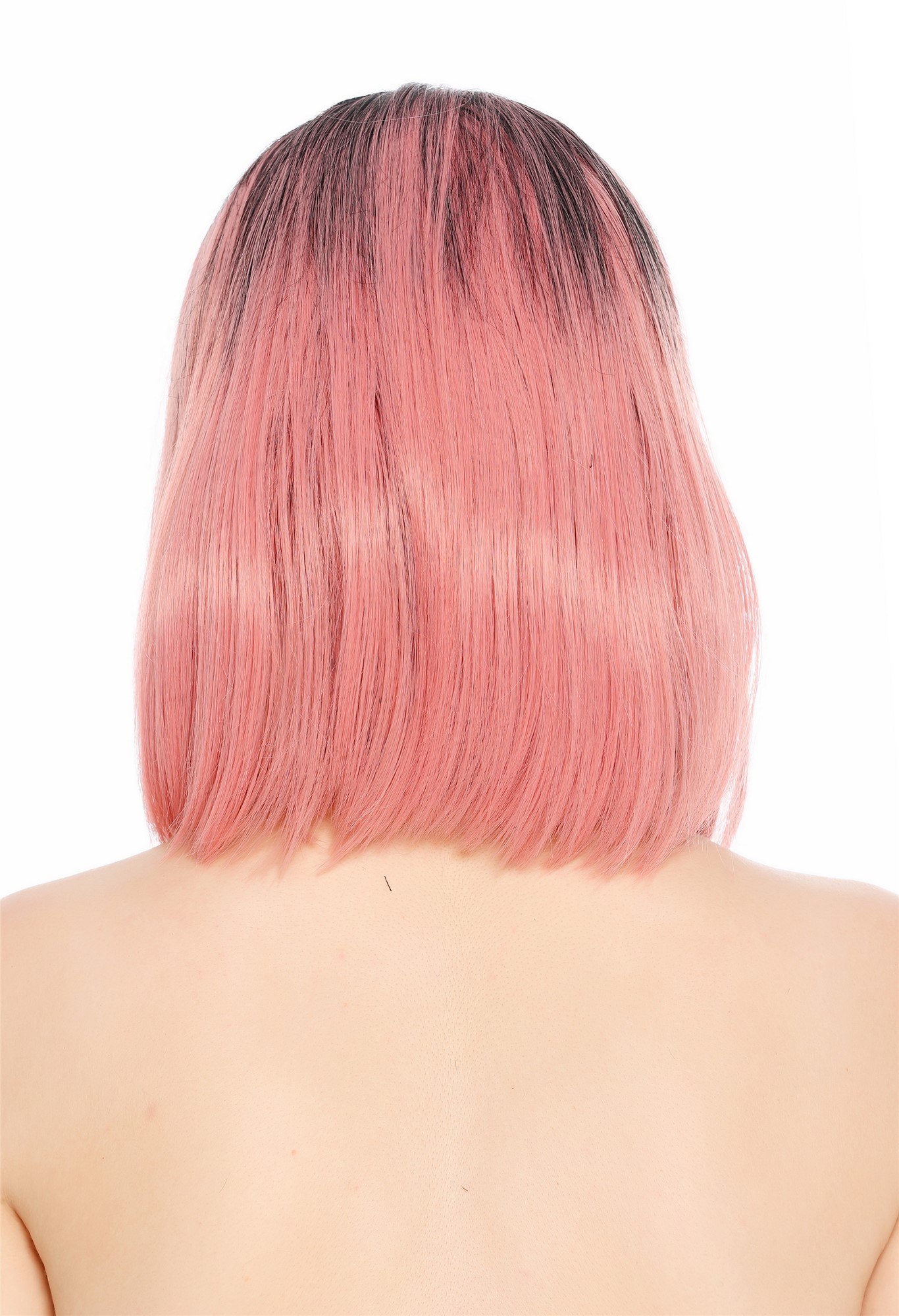 Perücke Damen Mittelscheitel schulterlang glatt Ombre Schwarz Rosa Pink GFW3977-1TT2312