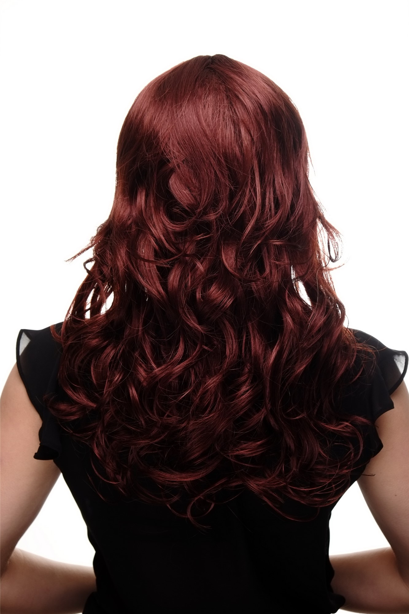 hochwertige Qualitätsperücken, Perücke wellig lockig Pony Scheitel Braun Rostbraun 9669-35, Ansicht 4, WIG ME UP: Ihr Perücken Online Shop wellige Tressen-Perücke mit Kopfhaut-Imitat Rostbraun lange Haare für Damen