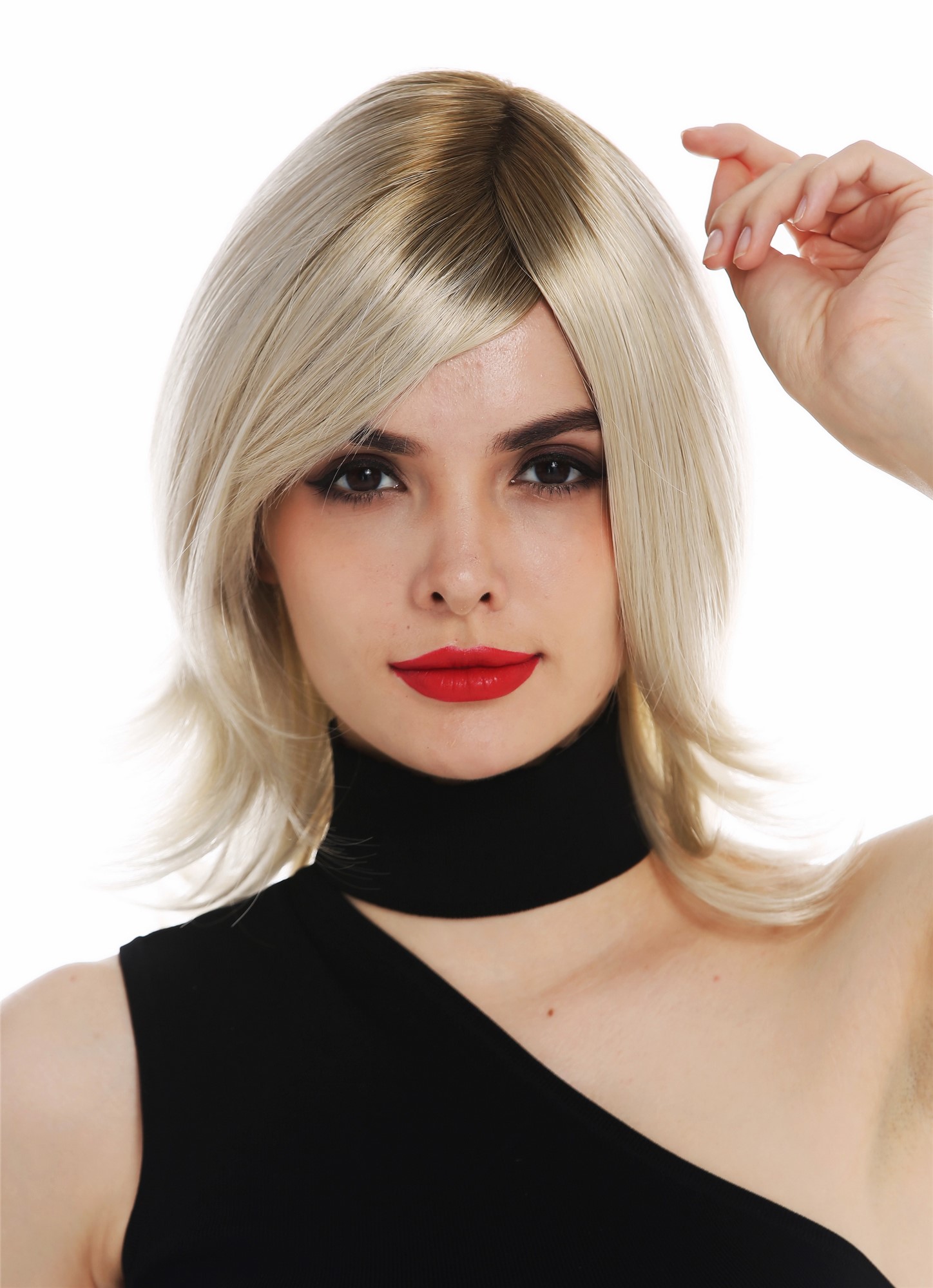 Quality Wigs, Ladies, blonde-brown mix, straight, shoulder-length