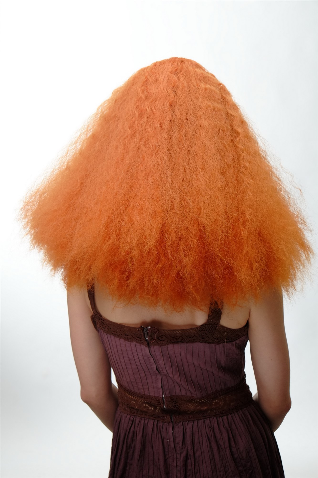 hochwertige Qualitätsperücken, Damen Perücke Orange Locken YZF-7304-T2735, Ansicht 4, WIG ME UP: Ihr Perücken Online Shop lockige Tressen-Perücke mit Kopfhaut-Imitat Orangerot lange Haare für Damen